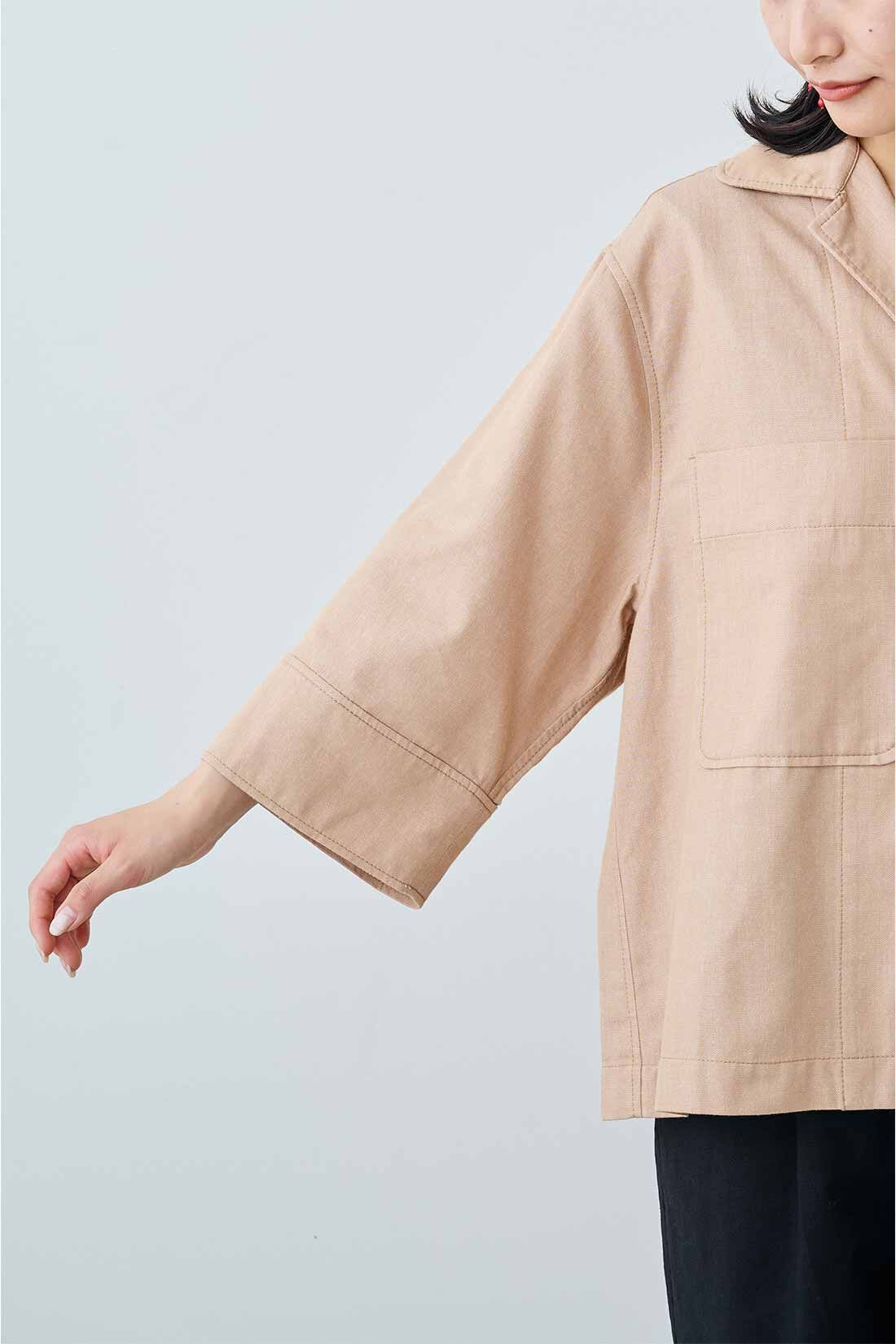 MEDE19F|MEDE19F　コットン素材のワイドスリーブシャツジャケット〈ベージュ〉