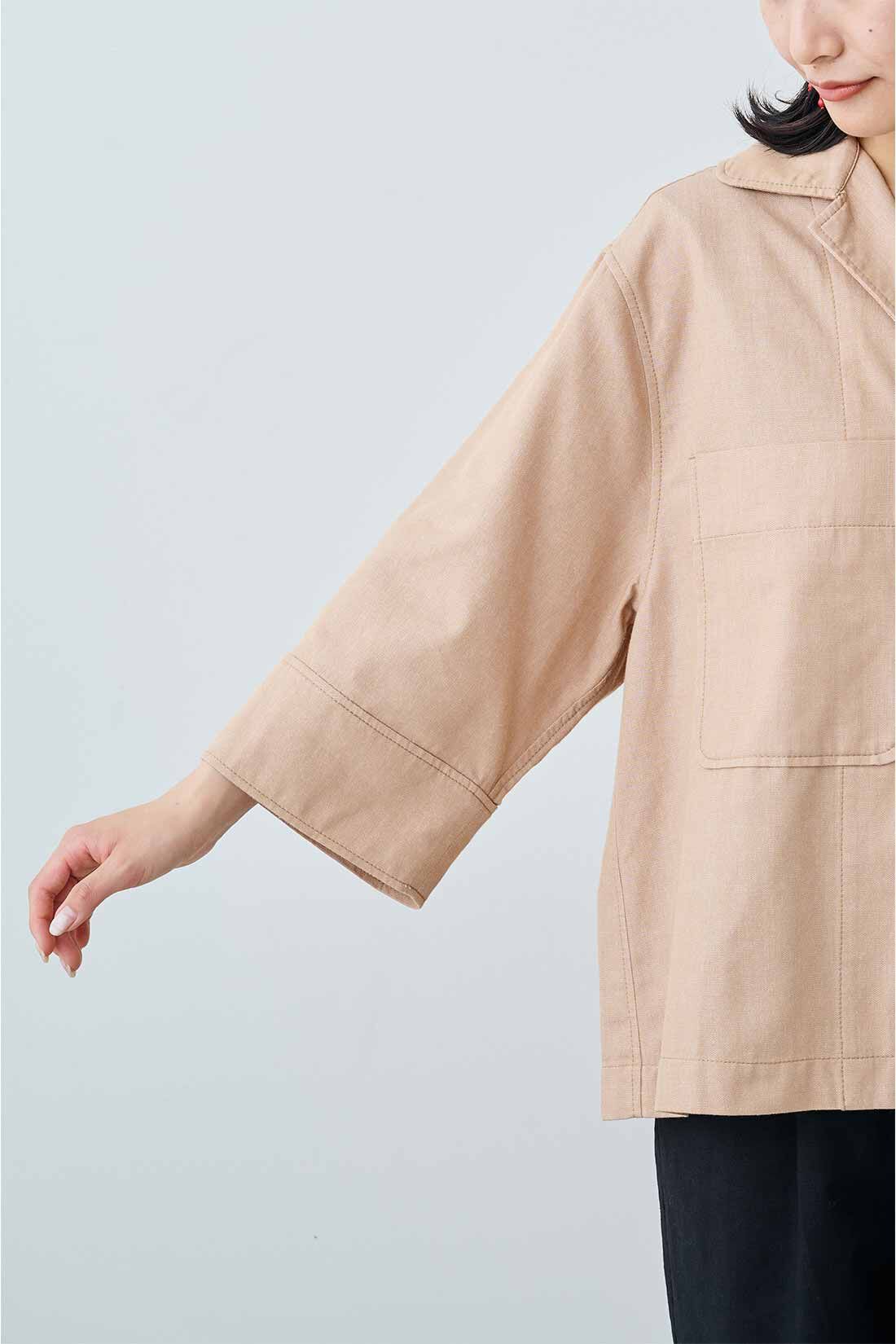 MEDE19F [メデ・ジュウキュウ]|MEDE19F　コットン素材のワイドスリーブシャツジャケット〈ベージュ〉