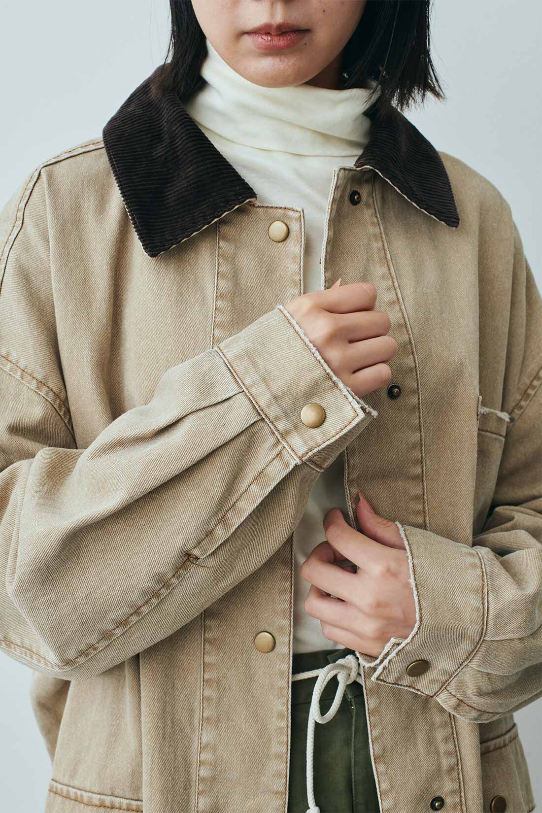 MEDE19F|MEDE19F　古着屋でみつけたような オーバーサイズデニムワークジャケット〈サンドブラウン〉