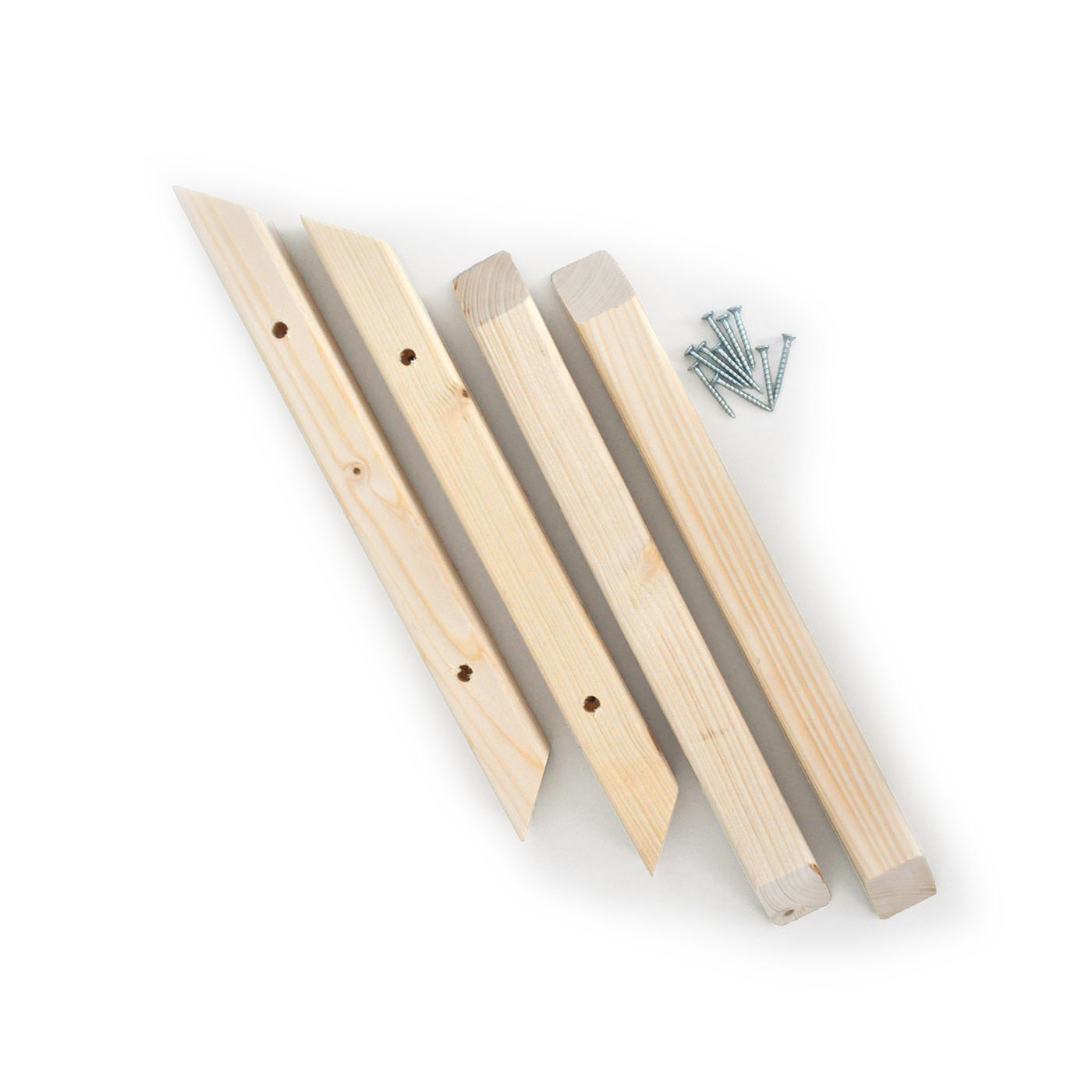 フェリシモ女子DIY部ダイレクト便|折りたたみちゃぶ台　DIYキット|反り防止用木材4本。ネジ穴はあらかじめあけてあります。ねじ付。