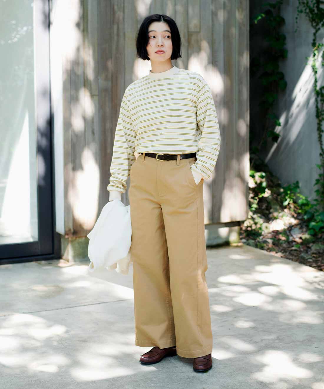 THREE FIFTY STANDARD|レトロなボーダーTシャツ　のコーディネート