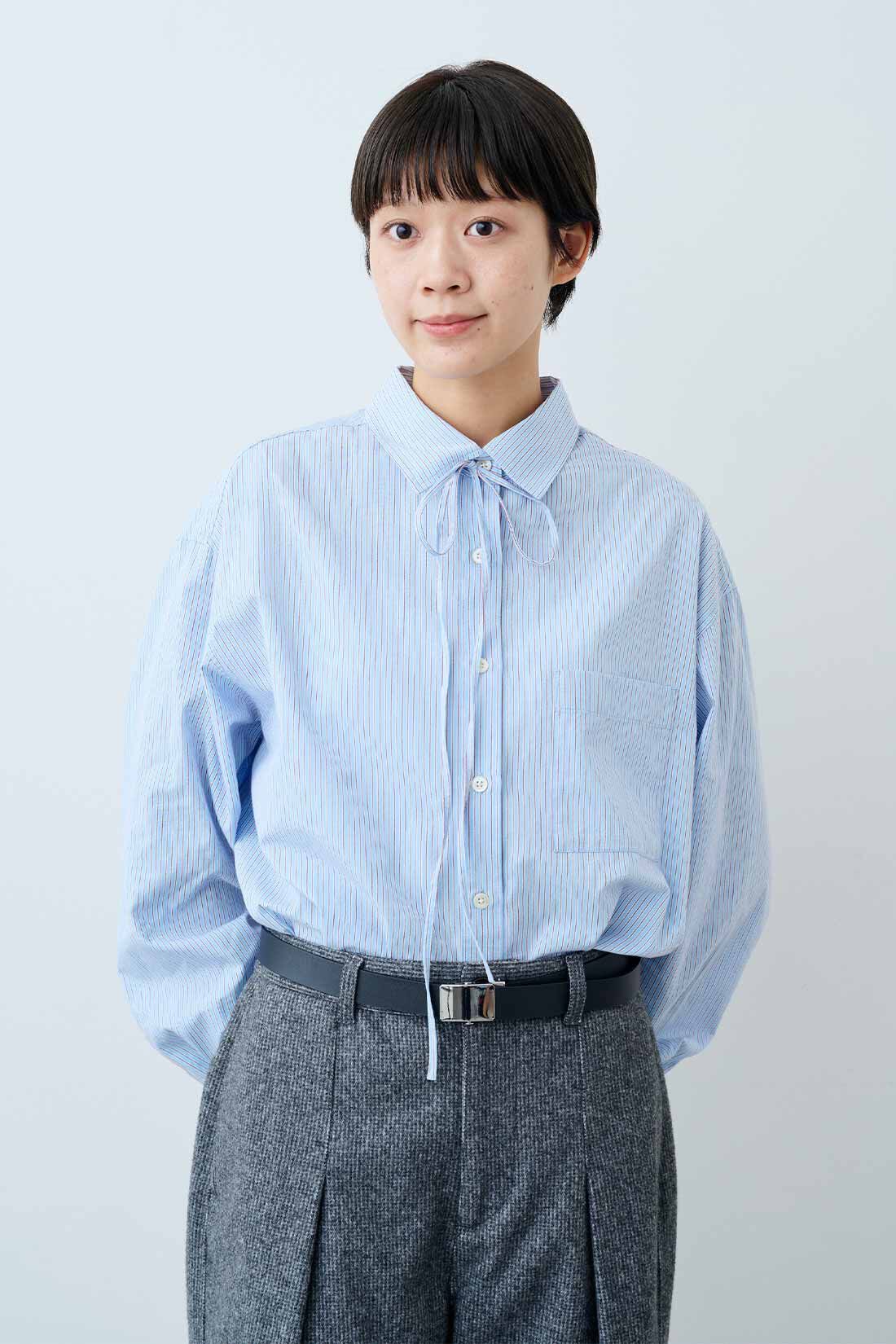 THREE FIFTY STANDARD|THREE FIFTY STANDARD　小谷 実由さんと作った ピッチや色にこだわった ストライプのシャツ〈ブルー〉