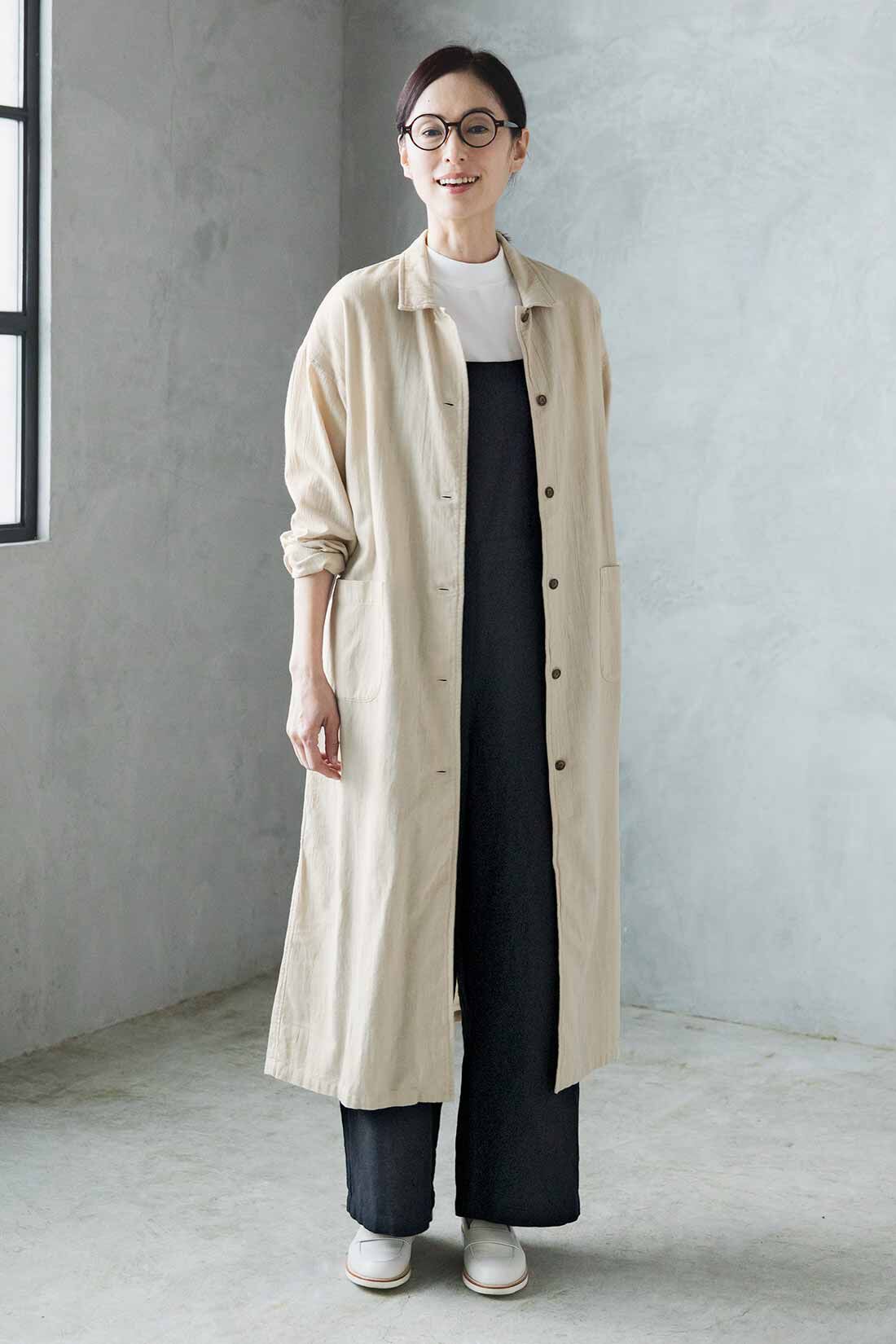 THREE FIFTY STANDARD 大人の麻混オーバーオール〈黒〉｜THREE