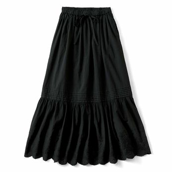 THREE FIFTY STANDARD［スリーフィフティースタンダード］ | コットンレース スカート〈ブラック〉