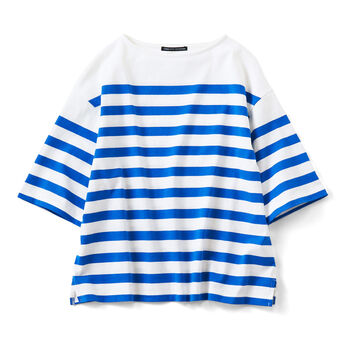 THREE FIFTY STANDARD | パネルボーダーTシャツ〈ロイヤルブルー〉