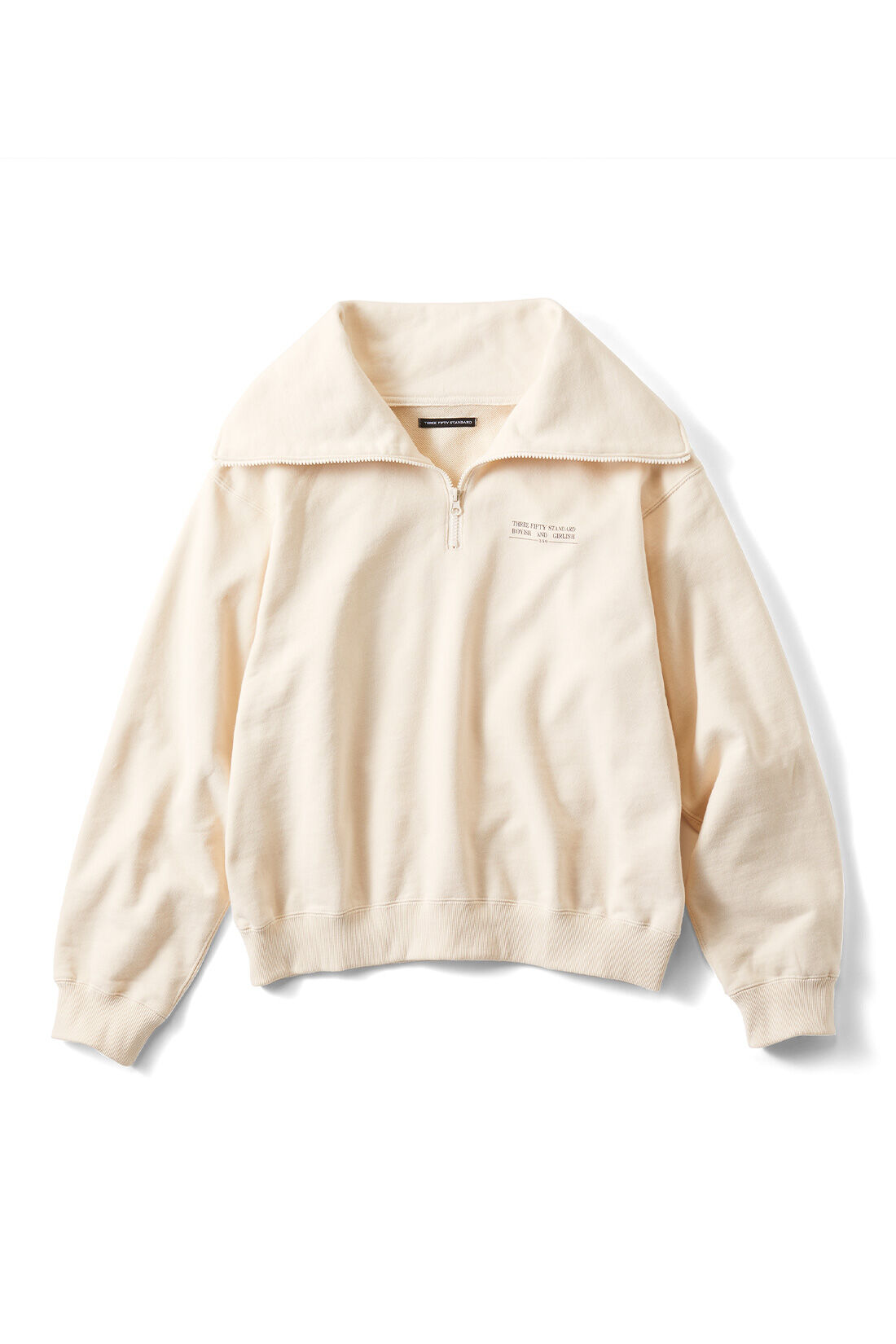 THREE FIFTY STANDARD［スリーフィフティースタンダード］|THREE FIFTY STANDARD　セーラー風のハーフジップスウェット〈アイボリー〉
