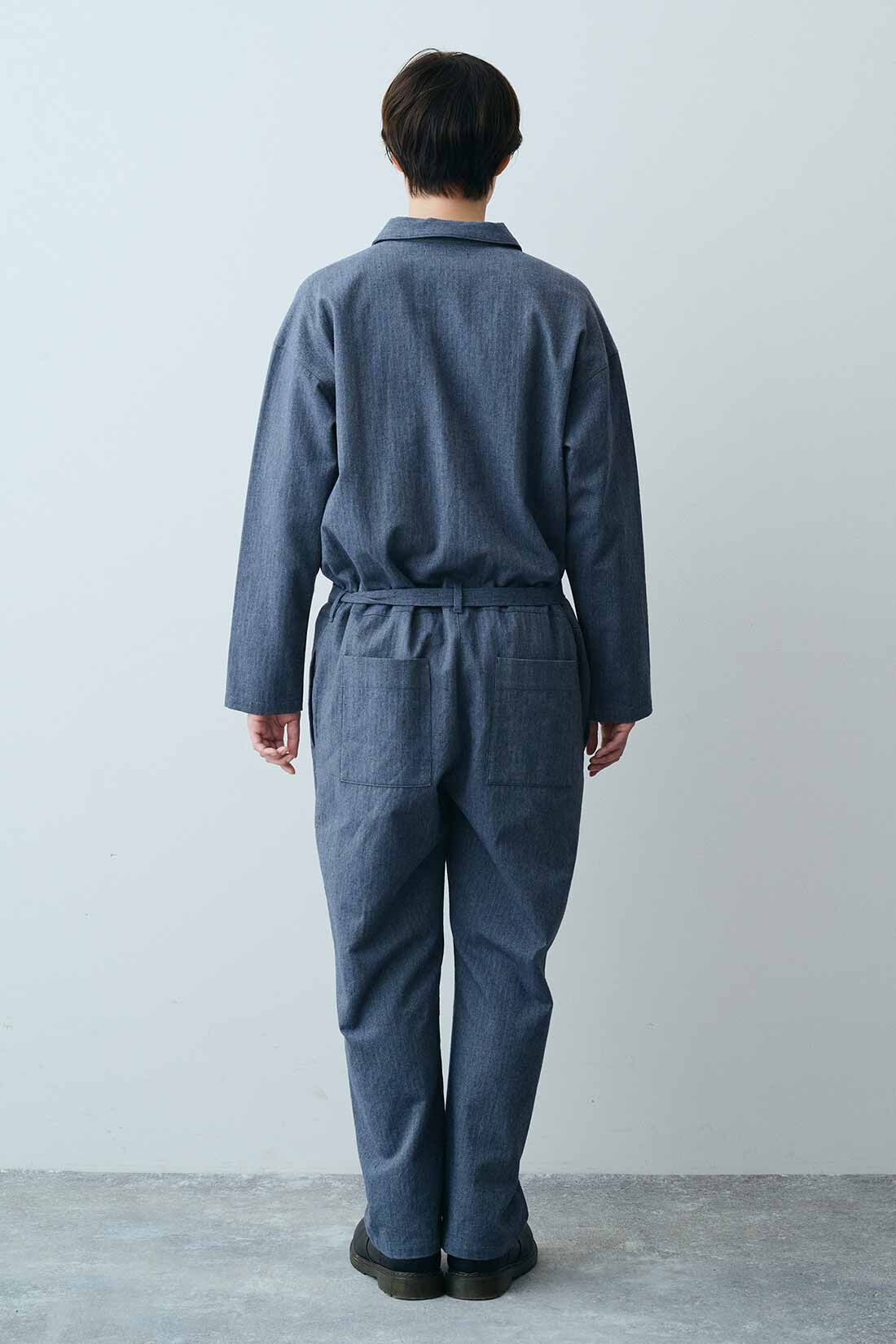 THREE FIFTY STANDARD［スリーフィフティースタンダード］|THREE FIFTY STANDARD ヘリンボーン柄のオールインワン〈ネイビー〉