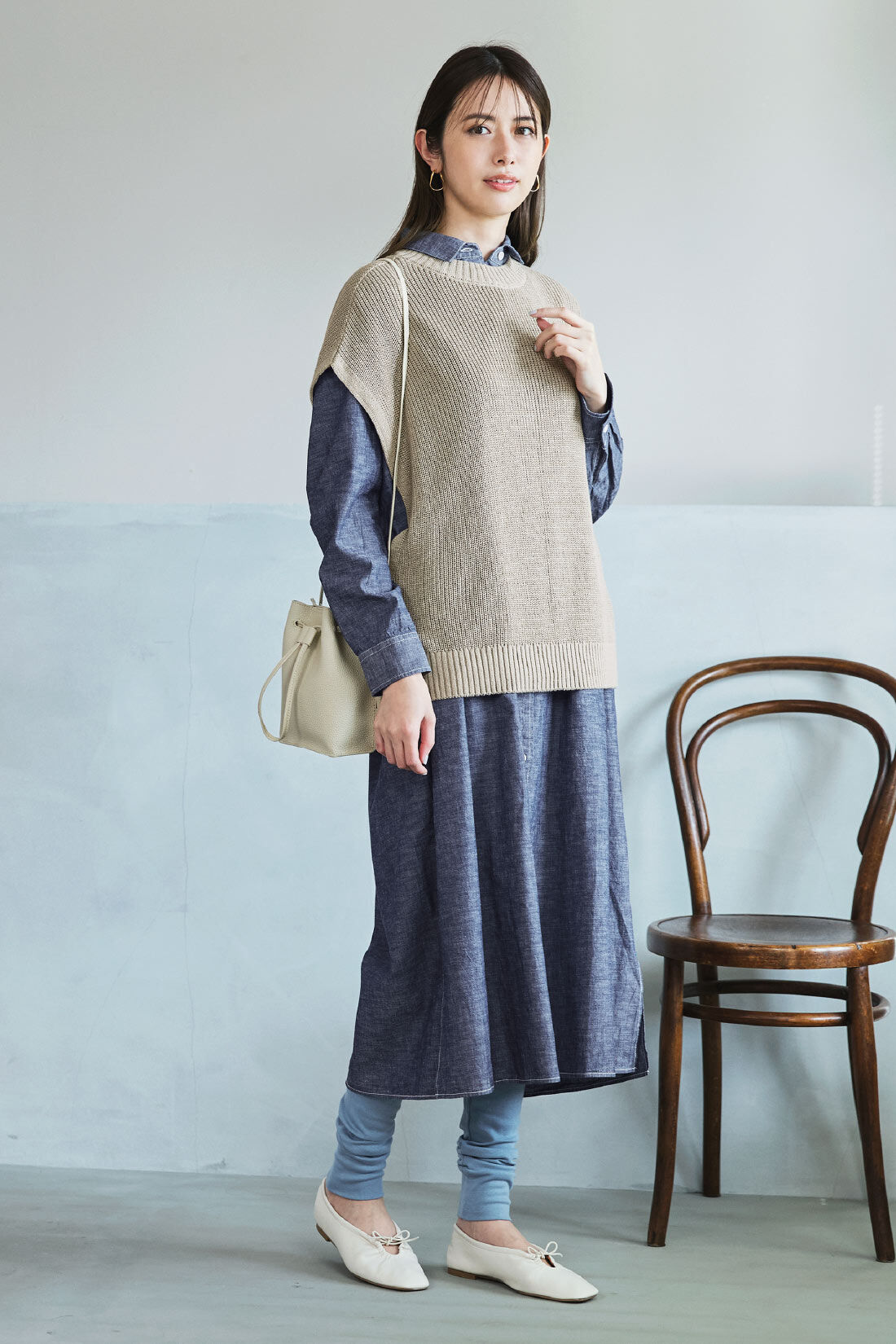 最先端 THREE FIFTY インディゴシャツワンピース｜THREE STANDARD FIFTY ワンピース