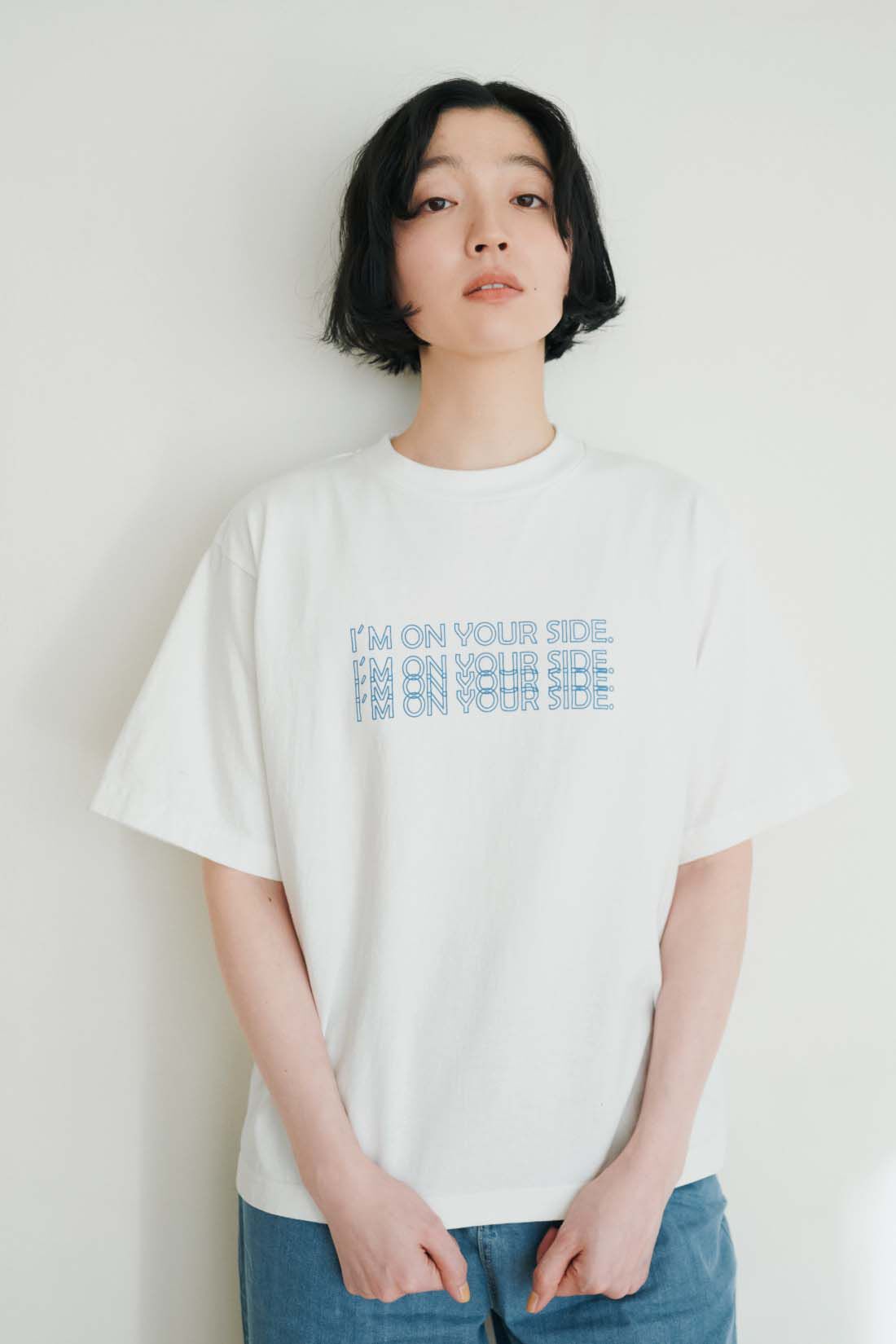 THREE FIFTY STANDARD［スリーフィフティースタンダード］|THREE FIFTY STANDARD　丸胴仕様のロゴプリントＴシャツ〈オフホワイト〉