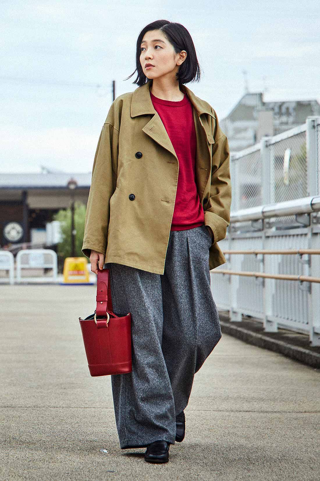 THREE FIFTY STANDARD|THREE FIFTY STANDARD　メリノウールのベーシックセーター〈レッド〉