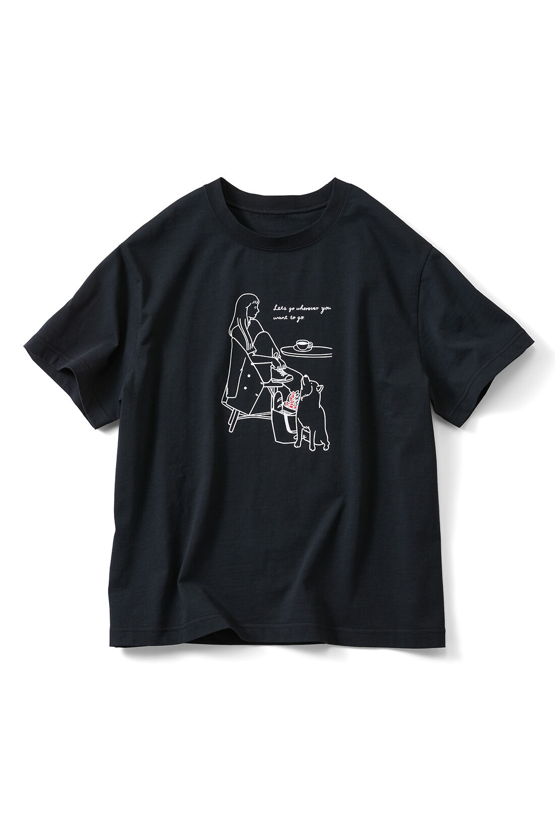 THREE FIFTY STANDARD|THREE FIFTY STANDARD×SHOKO TAKAHASHIコラボ Girl ＆ Dog　Tシャツ〈ブラック〉