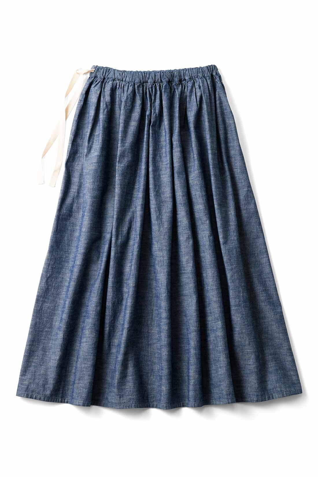 THREE FIFTY STANDARD［スリーフィフティースタンダード］|THREE FIFTY STANDARD インディゴブルーのタックギャザースカート|BACK