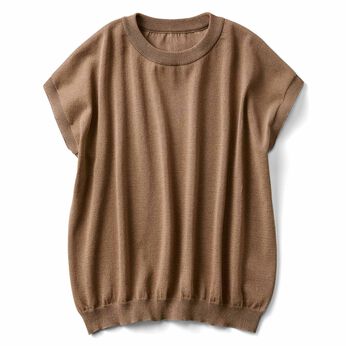 THREE FIFTY STANDARD | 和紙をブレンドしたフレンチスリーブのプルオーバー〈ブラウン〉
