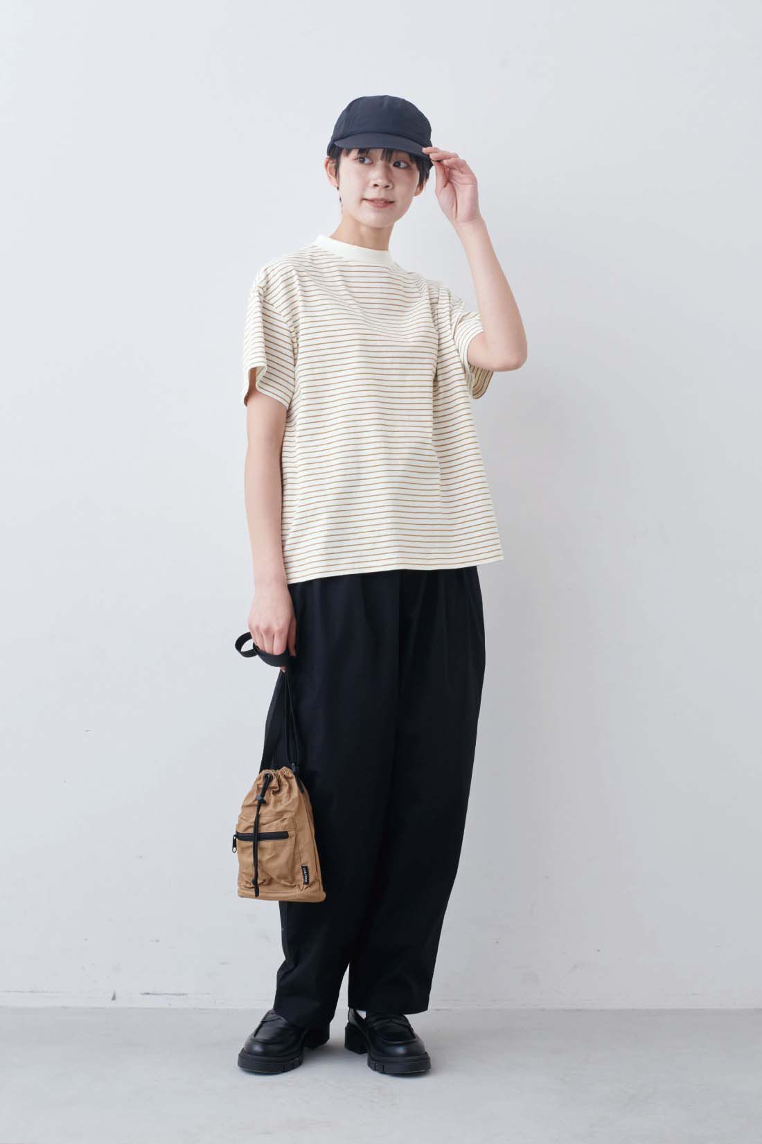 THREE FIFTY STANDARD［スリーフィフティースタンダード］|THREE FIFTY STANDARD　こだわりボーダーTシャツの会|モデル身長：163cm　着用サイズ：M