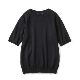 THREE FIFTY STANDARD | オーガニックコットンとリサイクルポリエステルのニットトップス〈ブラック〉