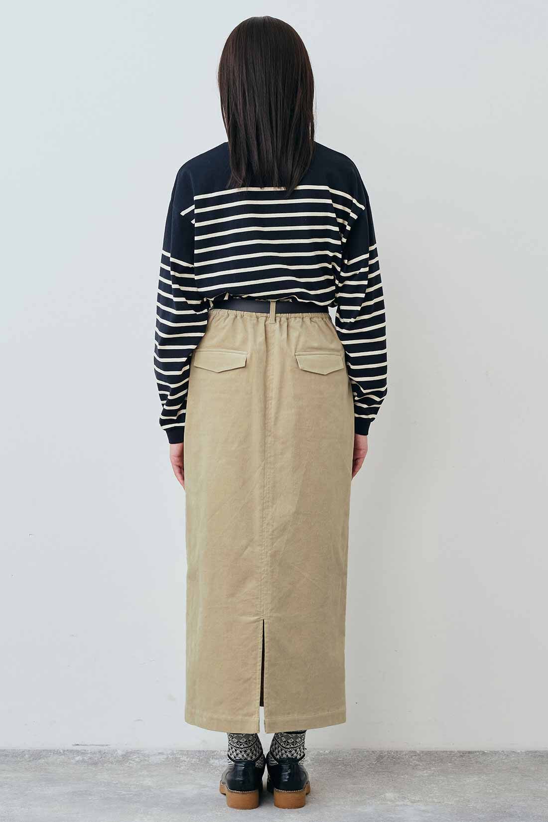 THREE FIFTY STANDARD［スリーフィフティースタンダード］|THREE FIFTY STANDARD クルーネックのパネルボーダーTシャツの会|モデル身長：163cm　着用サイズ：M