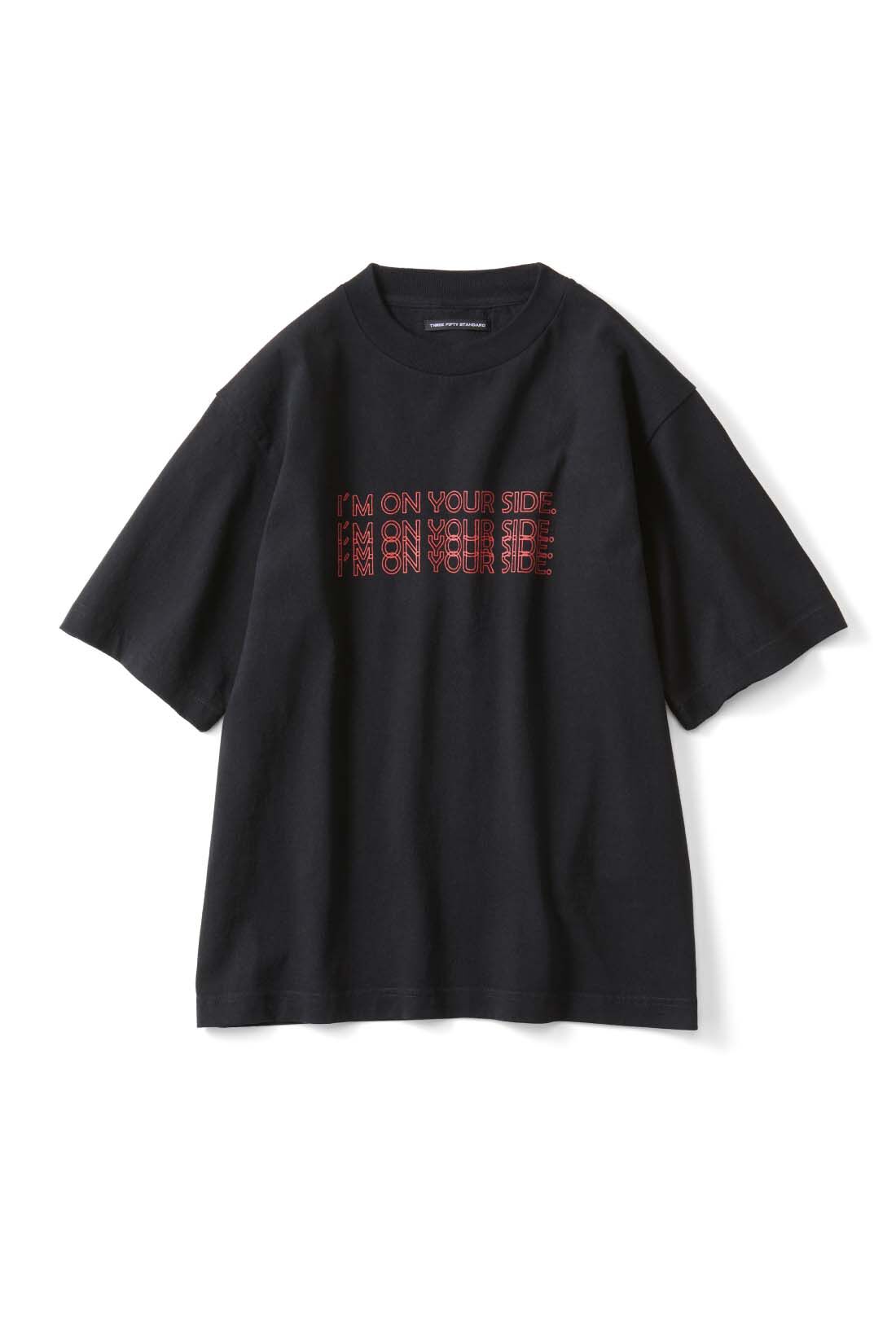 THREE FIFTY STANDARD［スリーフィフティースタンダード］|THREE FIFTY STANDARD　丸胴仕様のロゴプリントＴシャツ〈ブラック〉