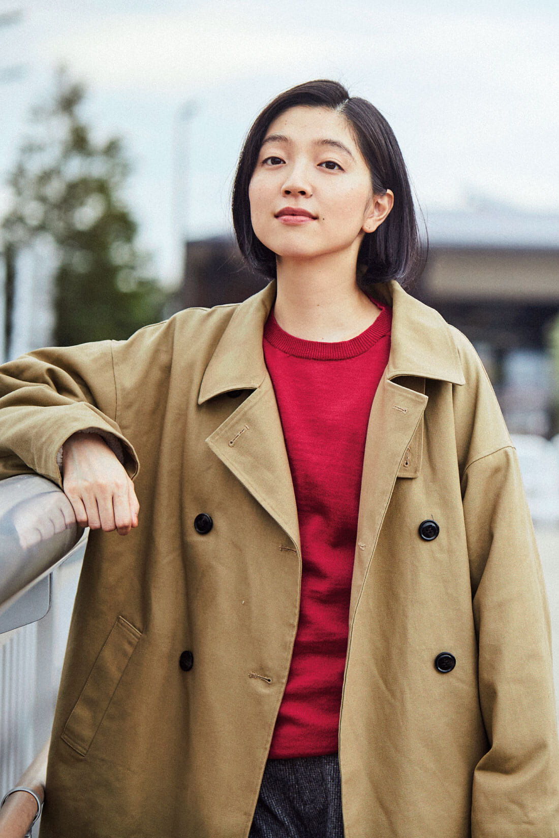 THREE FIFTY STANDARD|THREE FIFTY STANDARD　メリノウールのベーシックセーター〈レッド〉