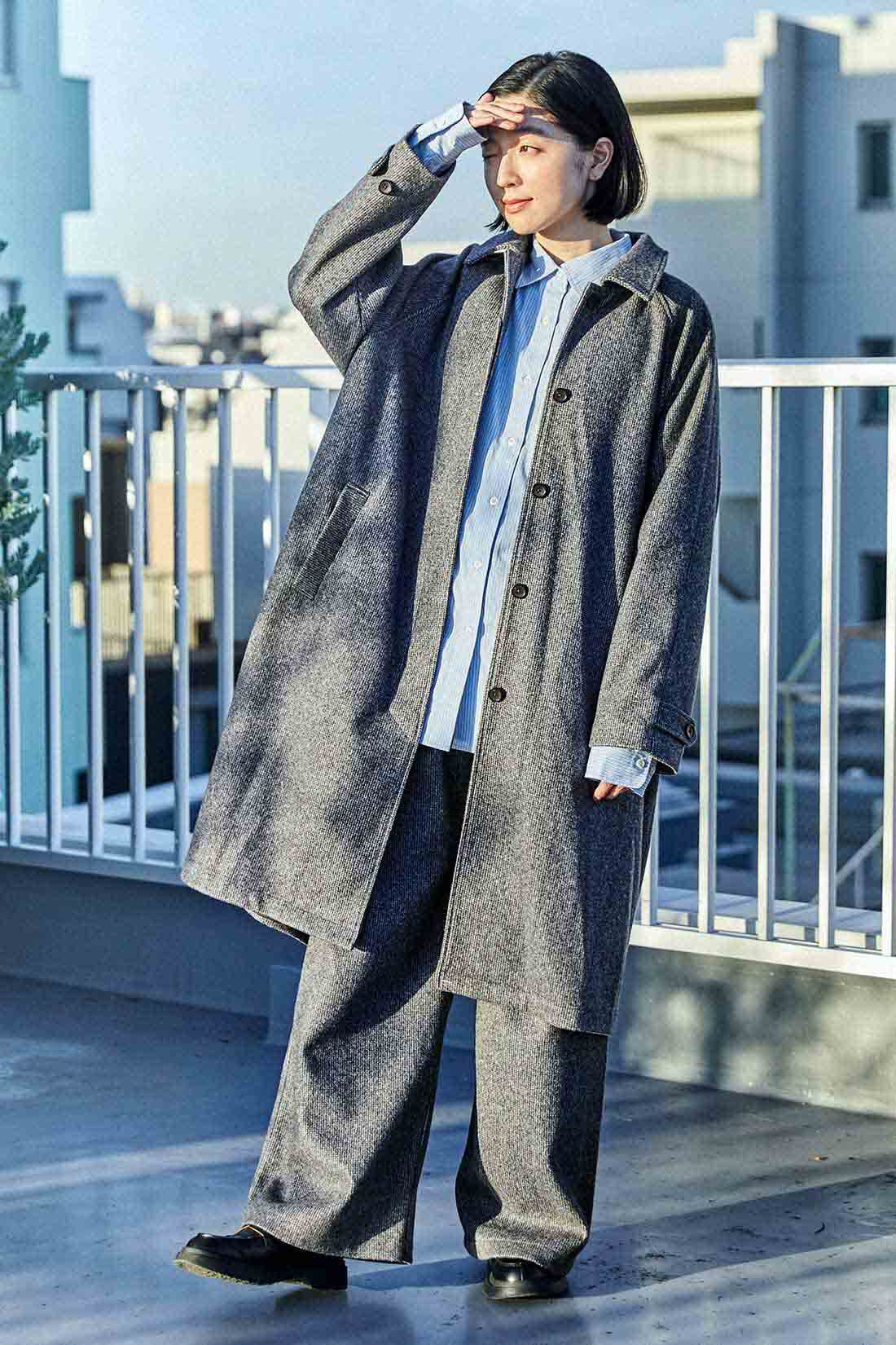THREE FIFTY STANDARD|THREE FIFTY STANDARD　小谷 実由さんと作った 細かいチェック柄のワイドパンツ〈グレー〉