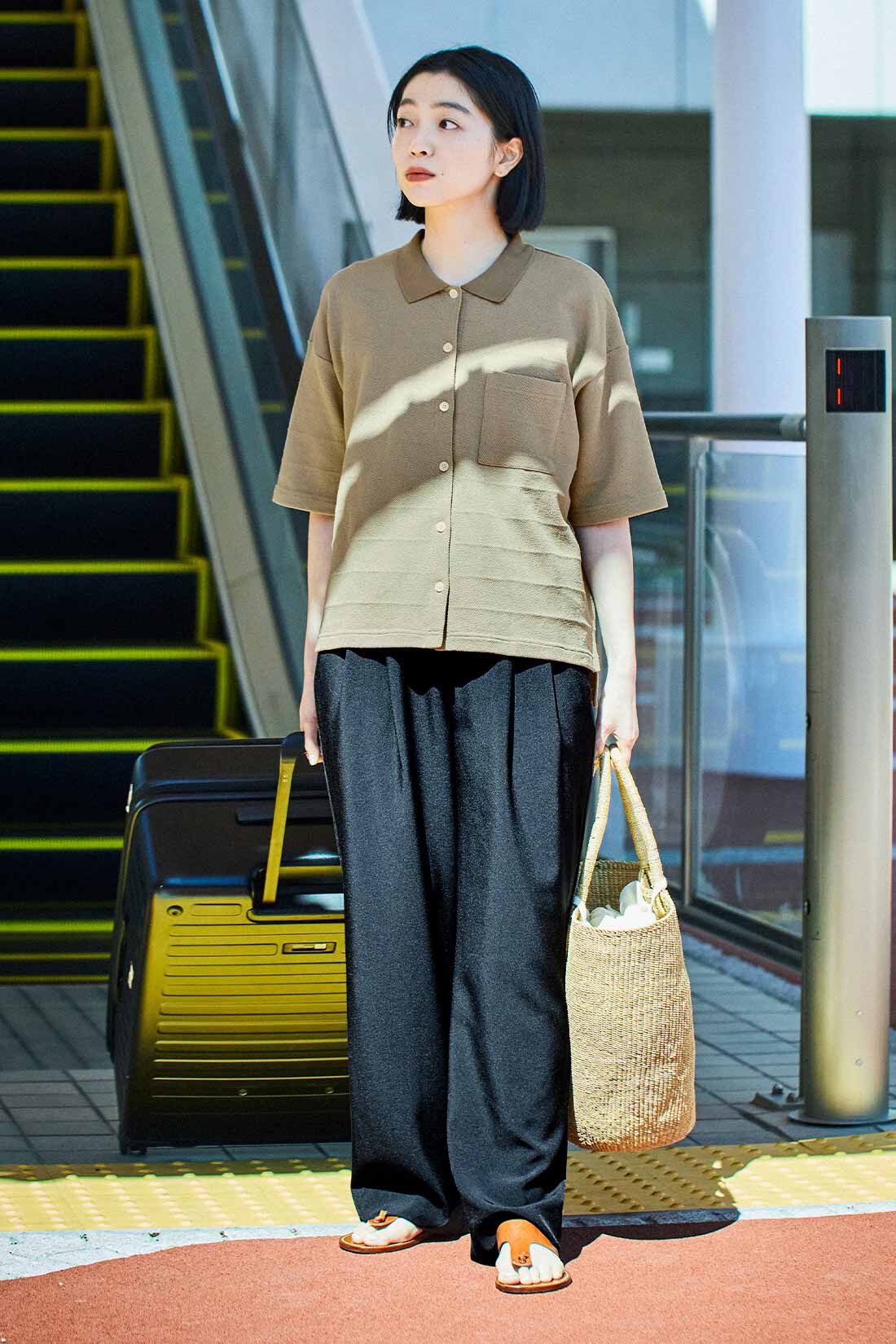 THREE FIFTY STANDARD［スリーフィフティースタンダード］|鬼カノコのカットソーシャツ〈カーキ〉のコーディネート