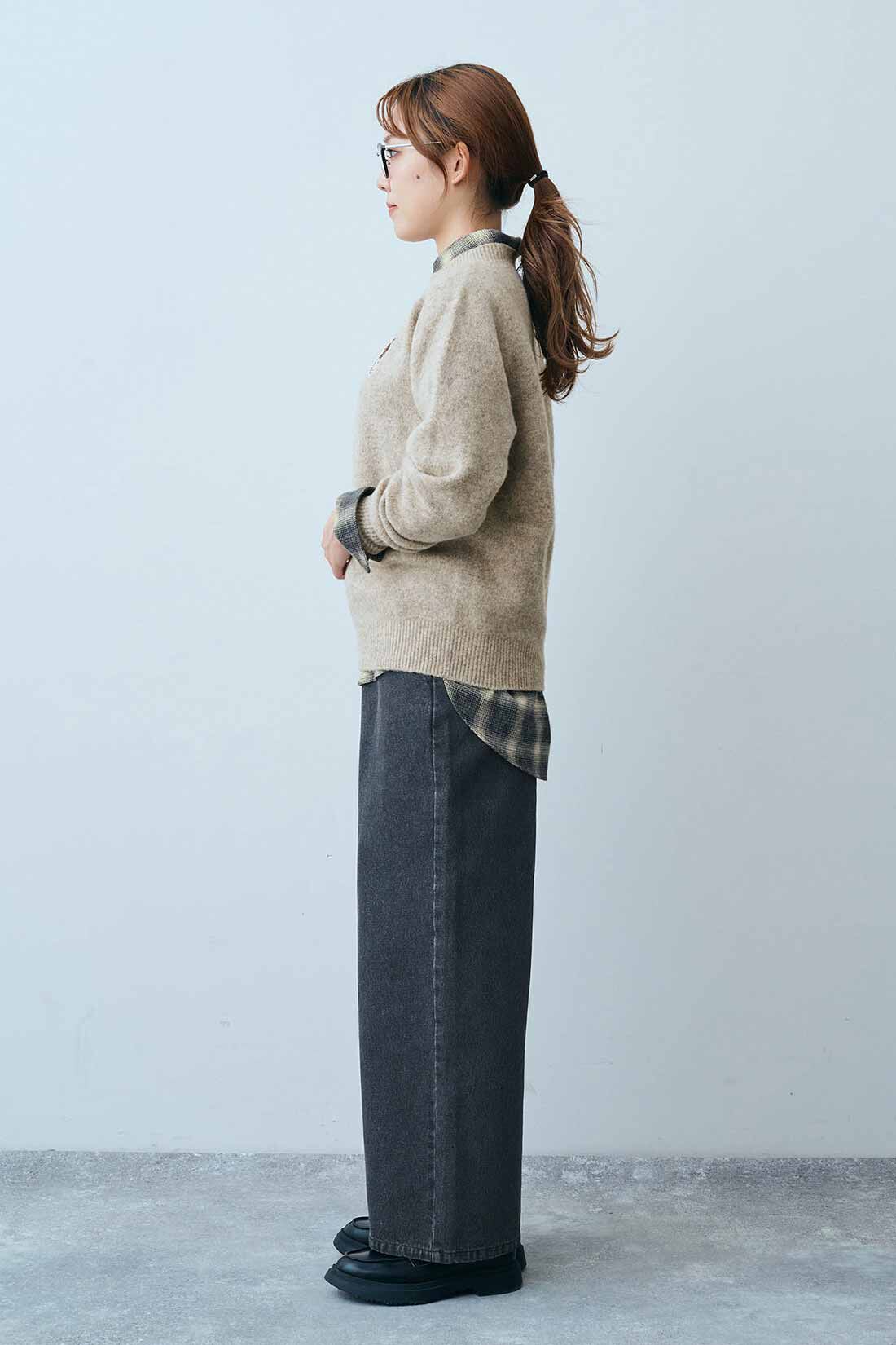 THREE FIFTY STANDARD［スリーフィフティースタンダード］|旭山動物園ワオキツネザルウールセーター　TFSとブリーチ加工ブラックデニムパンツ　ＴＦＳのコーディネート