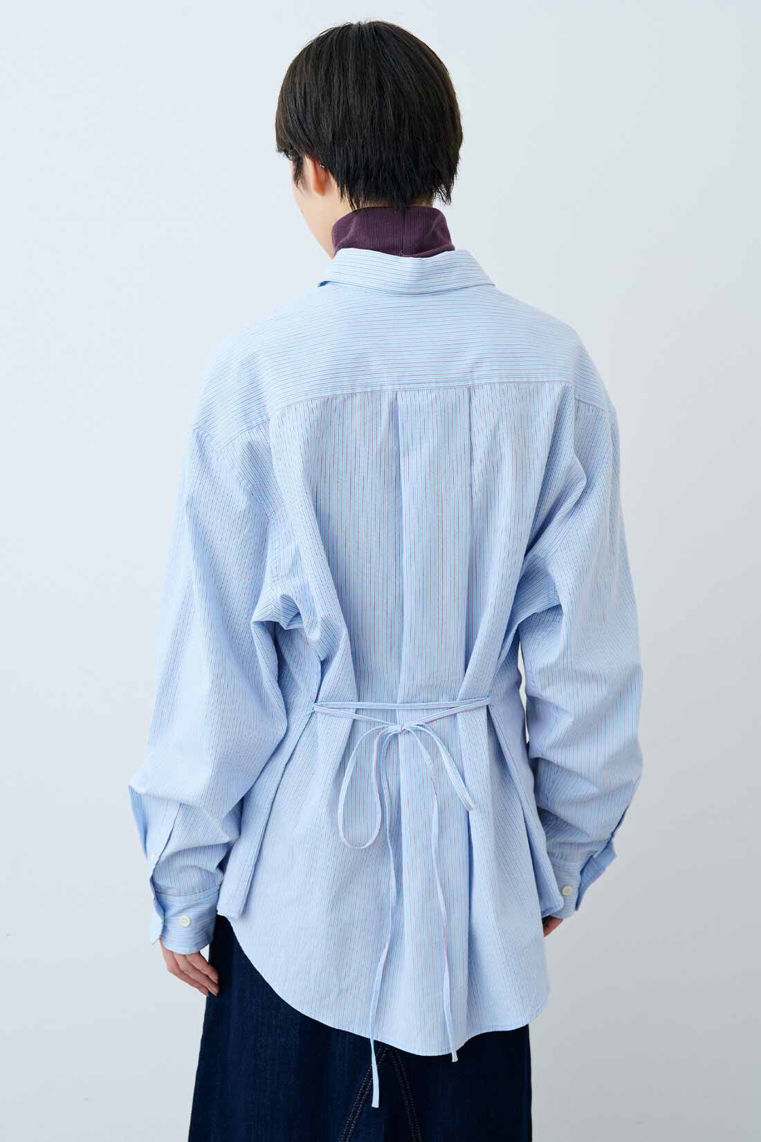 THREE FIFTY STANDARD|THREE FIFTY STANDARD　小谷 実由さんと作った ピッチや色にこだわった ストライプのシャツ〈ブルー〉|BACK