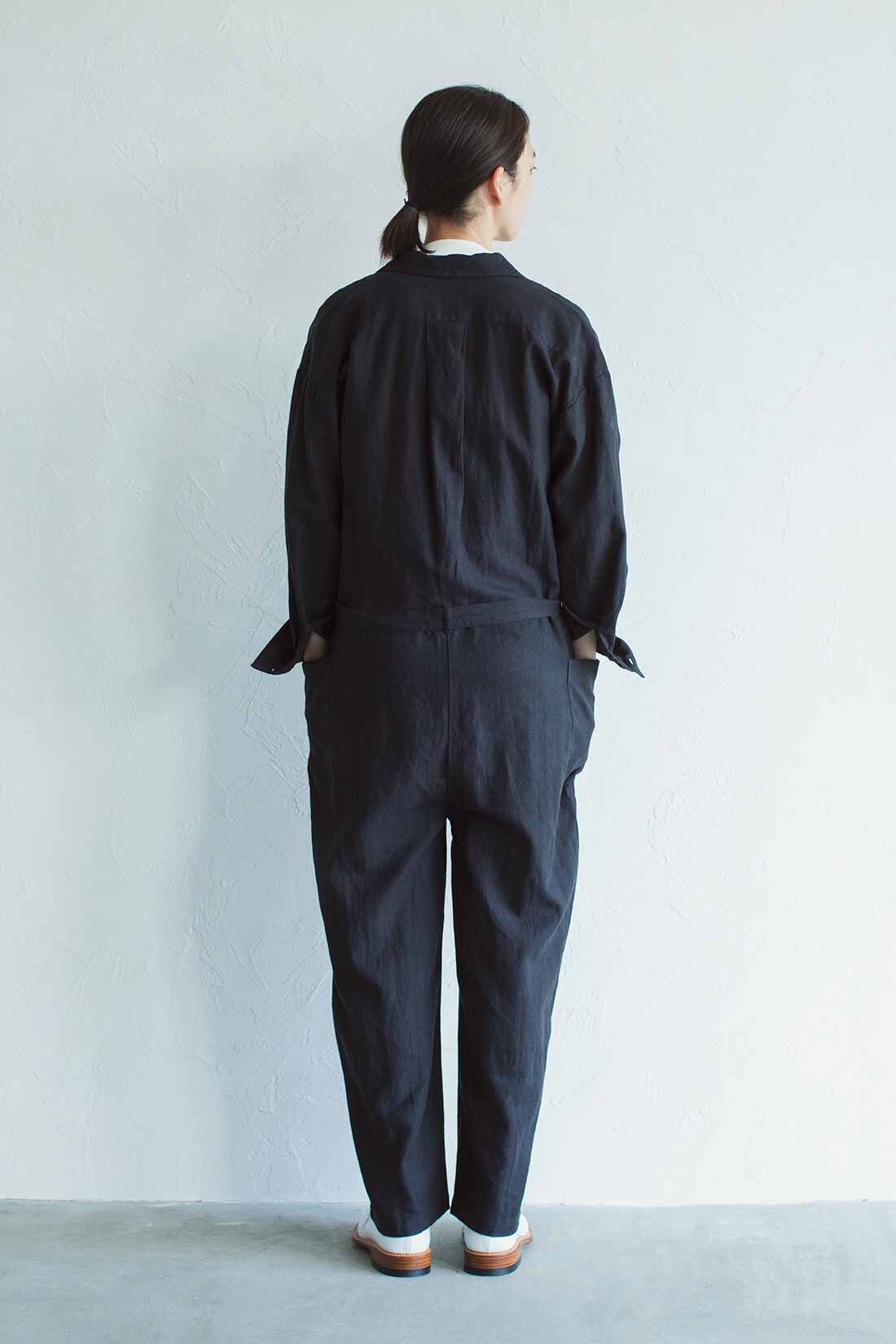 THREE FIFTY STANDARD|THREE FIFTY STANDARD 金子敦子さんと作った 綿麻のシックなジャンプスーツ〈黒〉