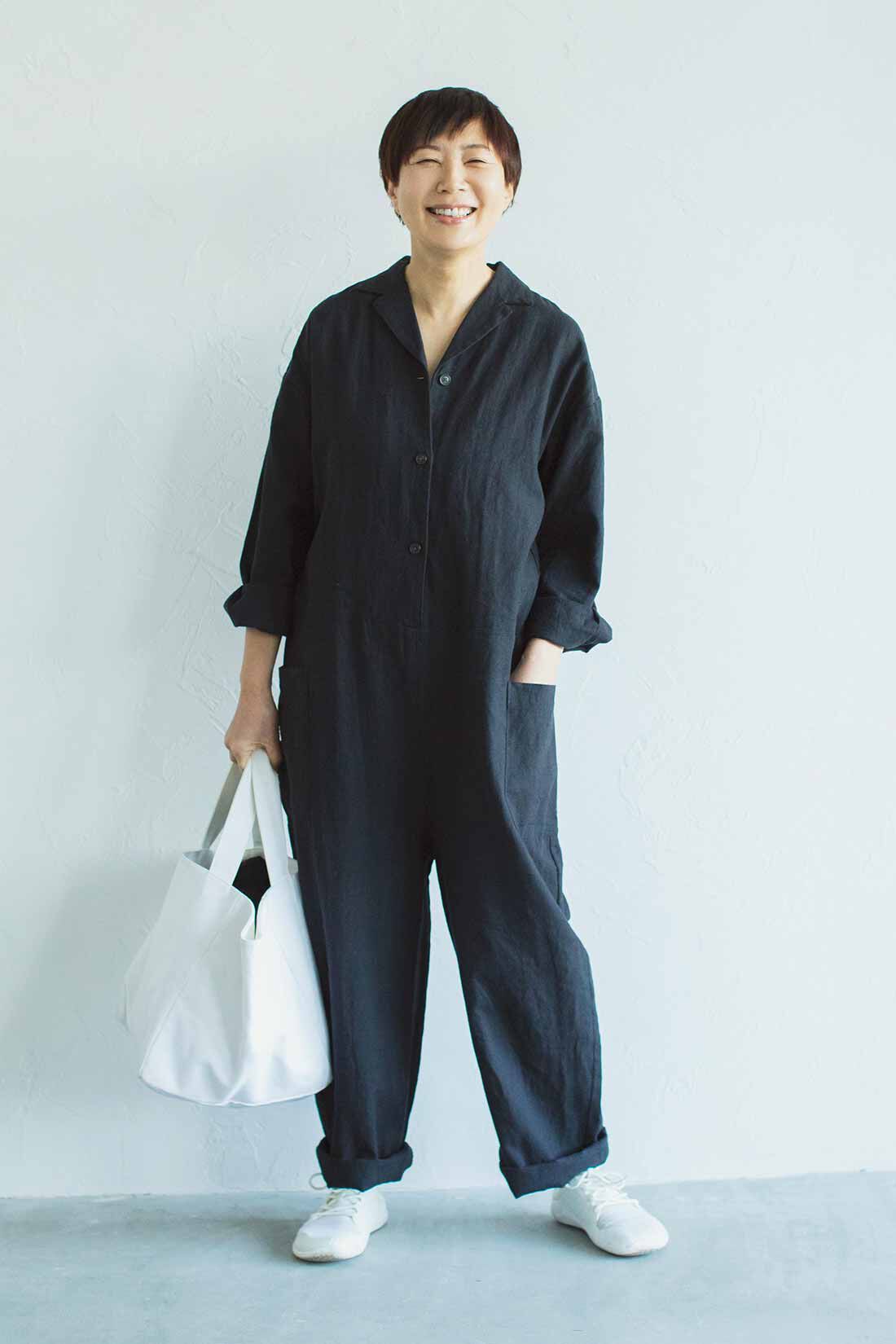 THREE FIFTY STANDARD|THREE FIFTY STANDARD 金子敦子さんと作った 綿麻のシックなジャンプスーツ〈黒〉