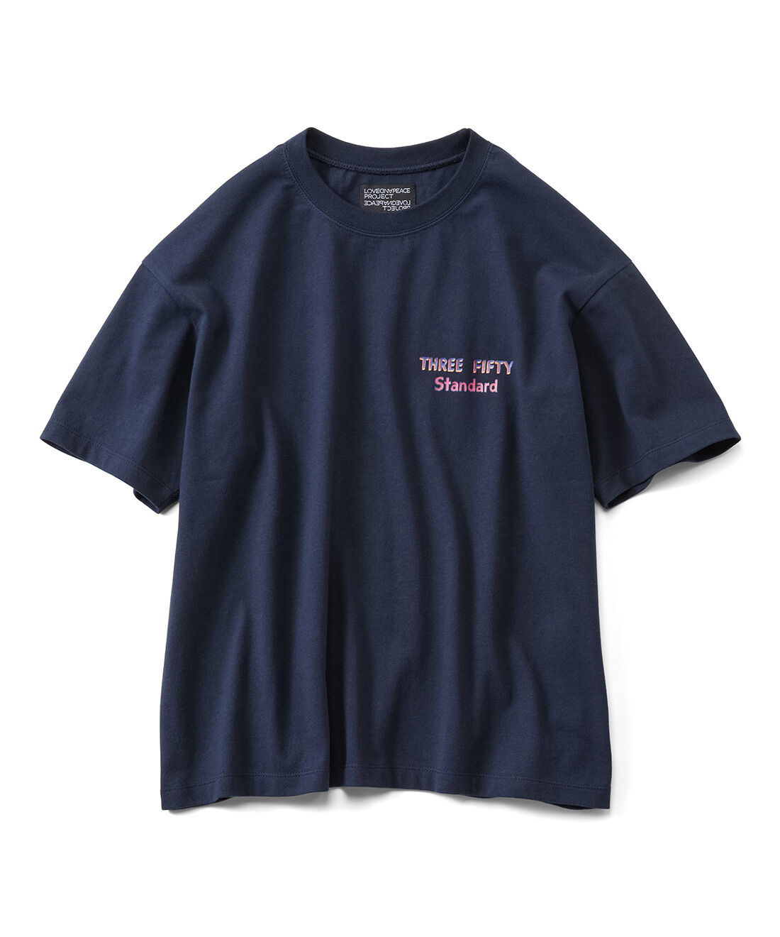 THREE FIFTY STANDARD|THREE FIFTY STANDARD She Chimp さんのタイポグラフィーTシャツ by LOVE＆PEACE PROJECT〈ネイビー〉