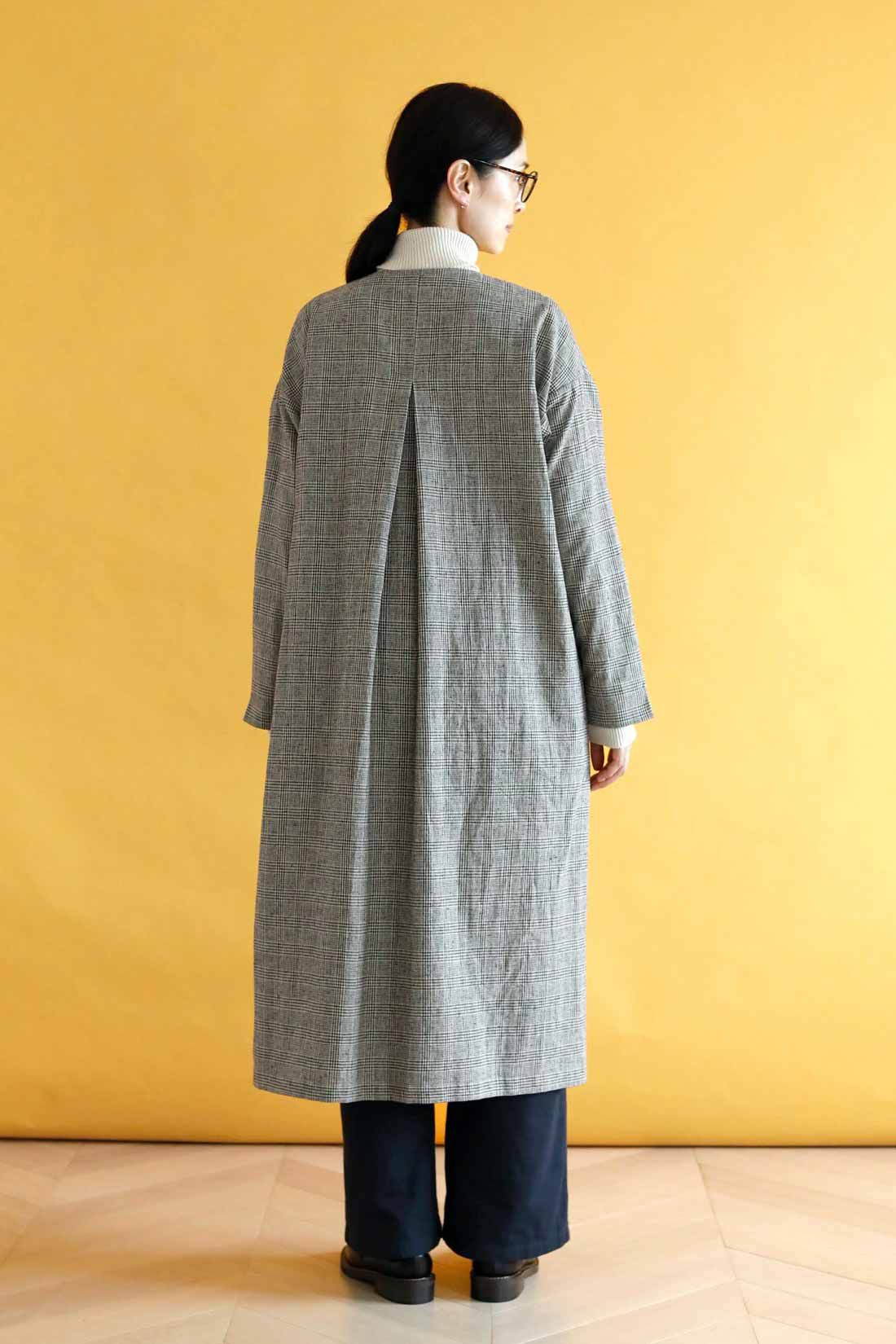 THREE FIFTY STANDARD|THREE FIFTY STANDARD　グレンチェックのロングコートカーディガン|BACK