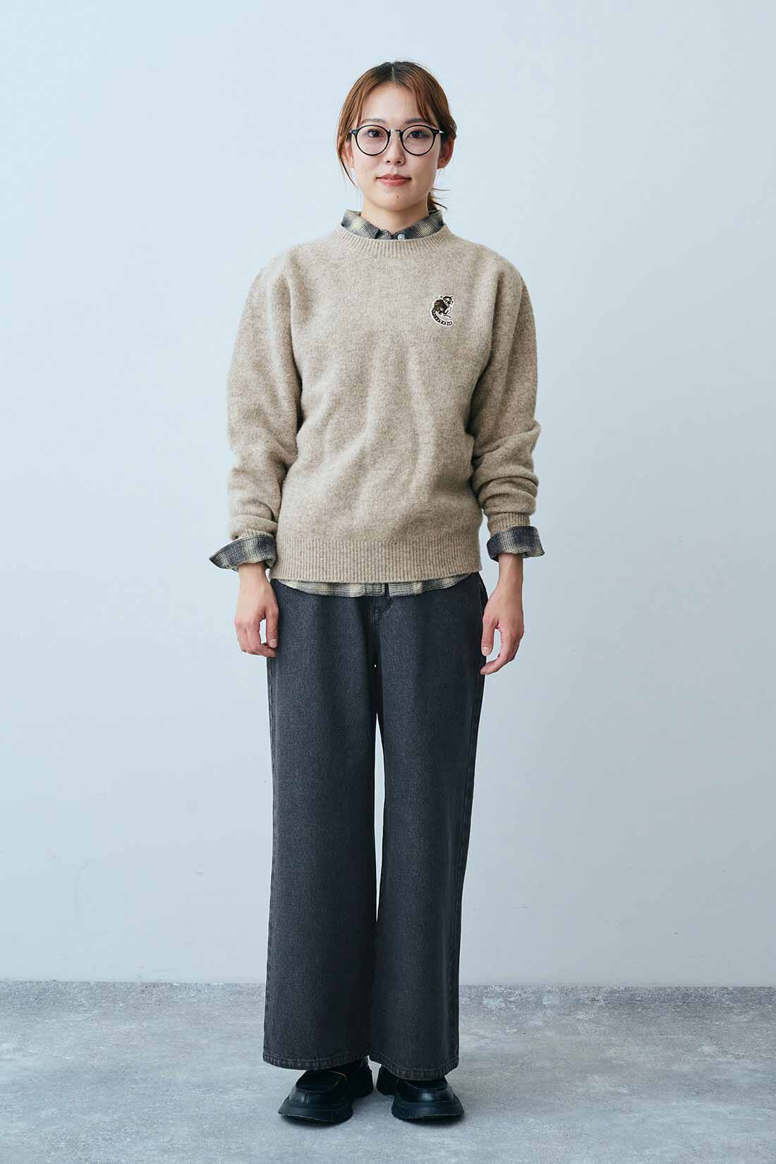 THREE FIFTY STANDARD［スリーフィフティースタンダード］|旭山動物園ワオキツネザルウールセーター　TFSとブリーチ加工ブラックデニムパンツ　ＴＦＳのコーディネート