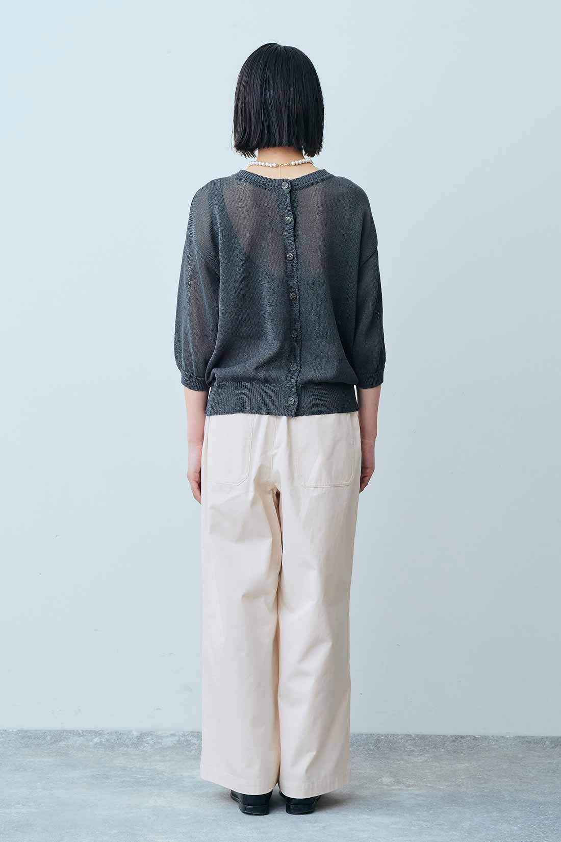 THREE FIFTY STANDARD［スリーフィフティースタンダード］|THREE FIFTY STANDARD タックチノワイドパンツ〈アイボリー〉|モデル身長：163cm　着用サイズ：M