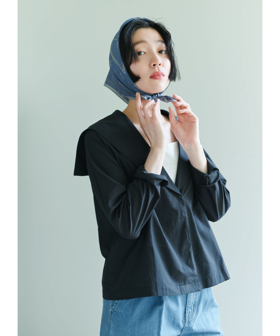 THREE FIFTY STANDARD［スリーフィフティースタンダード］|THREE FIFTY STANDARD　小谷 実由さんと作った 国産生地のセーラーシャツカーデジャケット〈ブラック〉
