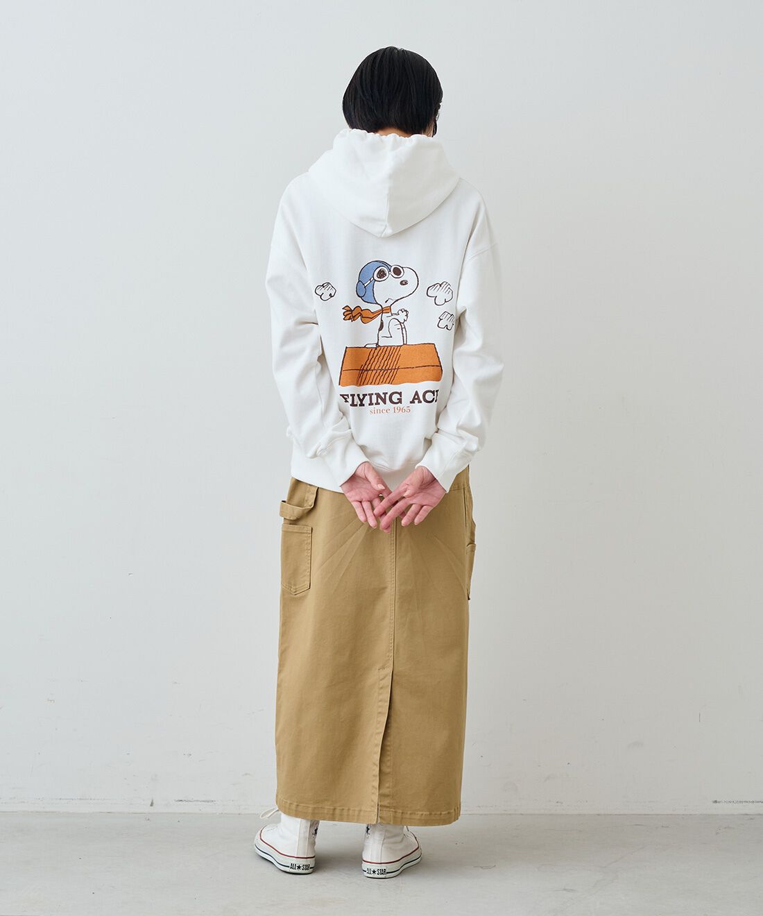 THREE FIFTY STANDARD|カツラギペインタースカートＢＥ　ＴＦＳのコーディネート|モデル身長：163cm 着用サイズ：M