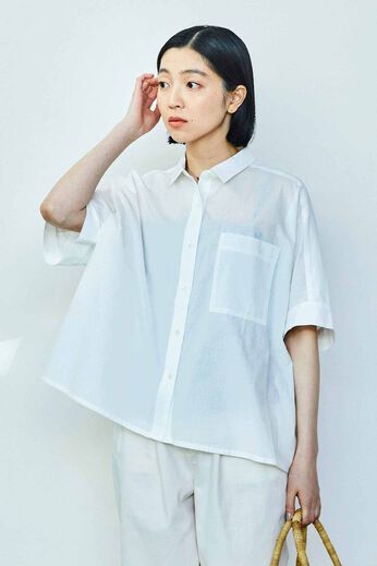 THREE FIFTY STANDARD［スリーフィフティースタンダード］ | オーガニックコットン ワイドシルエット シャツ〈オフホワイト〉