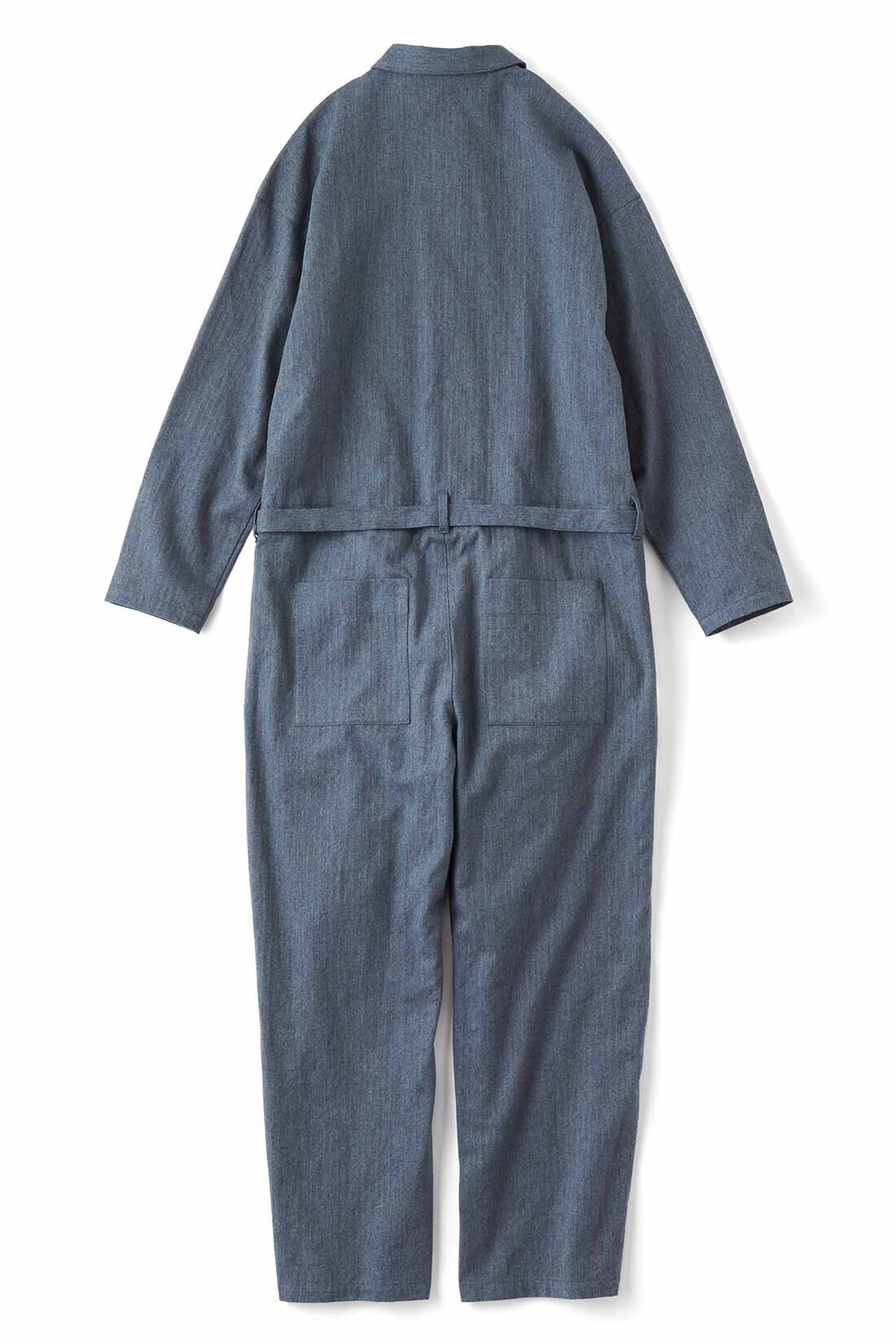 THREE FIFTY STANDARD［スリーフィフティースタンダード］|THREE FIFTY STANDARD ヘリンボーン柄のオールインワン〈ネイビー〉|BACK