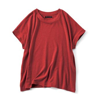 THREE FIFTY STANDARD［スリーフィフティースタンダード］ | 麻混 天じく フレンチスリーブ Tシャツ 〈レッド〉