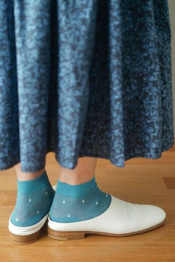 THREE FIFTY STANDARD［スリーフィフティースタンダード］ | 金子敦子さんと作ったドットソックスセット〈アクアブルー×杢グレー〉