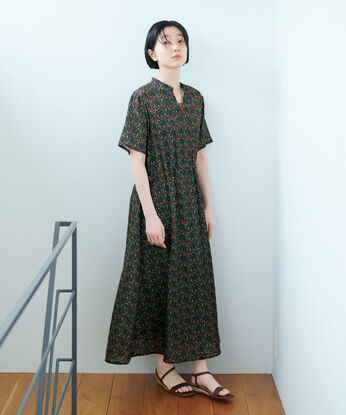 THREE FIFTY STANDARD | ミュルーズモダン 総柄 ヴィンテージプリントワンピース〈ネイビー〉