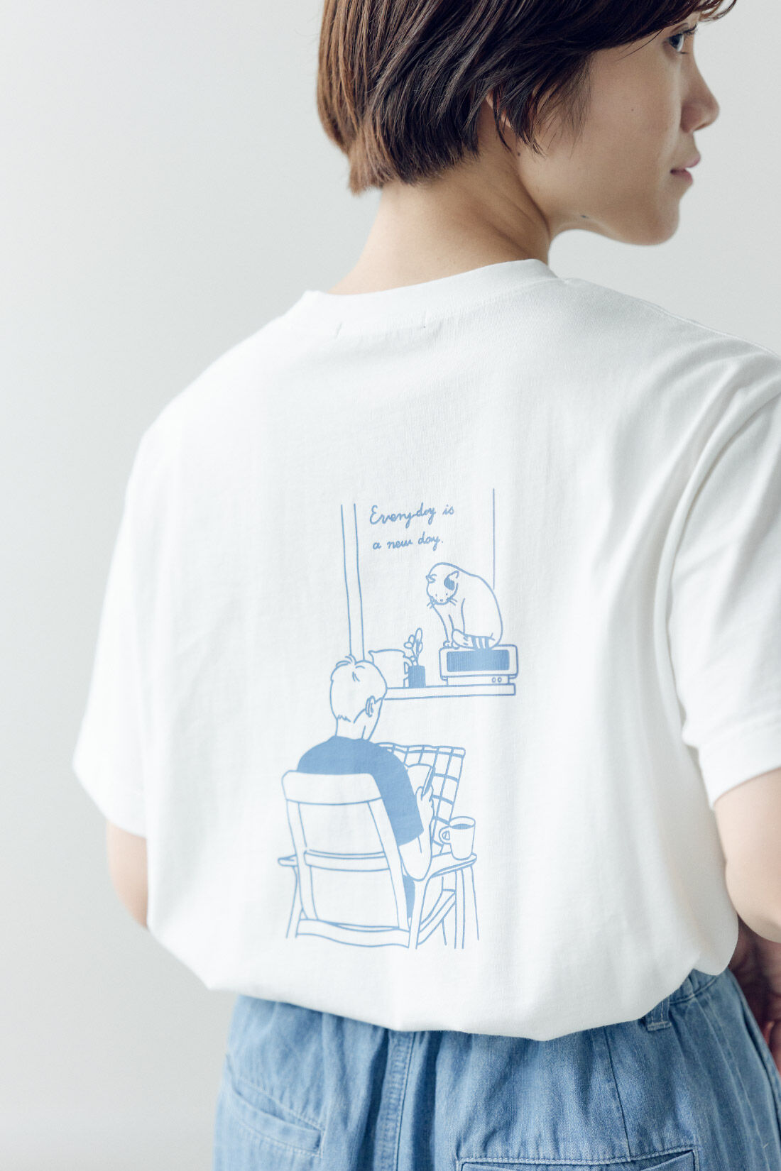 THREE FIFTY STANDARD|THREE FIFTY STANDARD×SHOKO TAKAHASHIコラボ　Boy ＆ Cat Tシャツ〈ホワイト〉