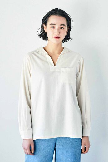 THREE FIFTY STANDARD［スリーフィフティースタンダード］ | 小さめ衿のコットンセーラーシャツ〈キナリ〉