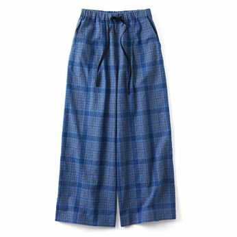 THREE FIFTY STANDARD［スリーフィフティースタンダード］ | 綿麻素材 チェックパンツ〈ブルー〉