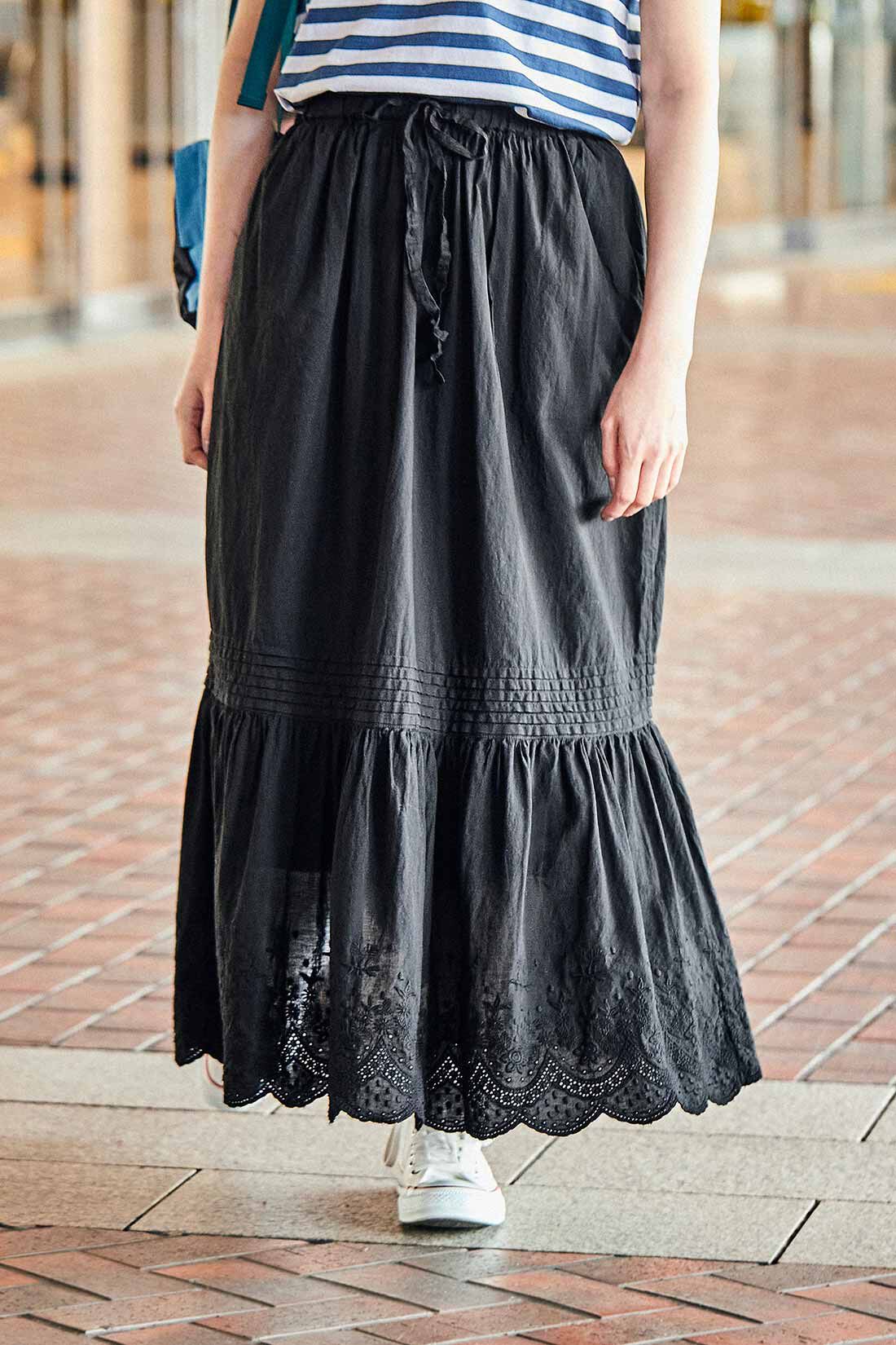 THREE FIFTY STANDARD［スリーフィフティースタンダード］|THREE FIFTY STANDARD コットンレースのスカート〈ブラック〉