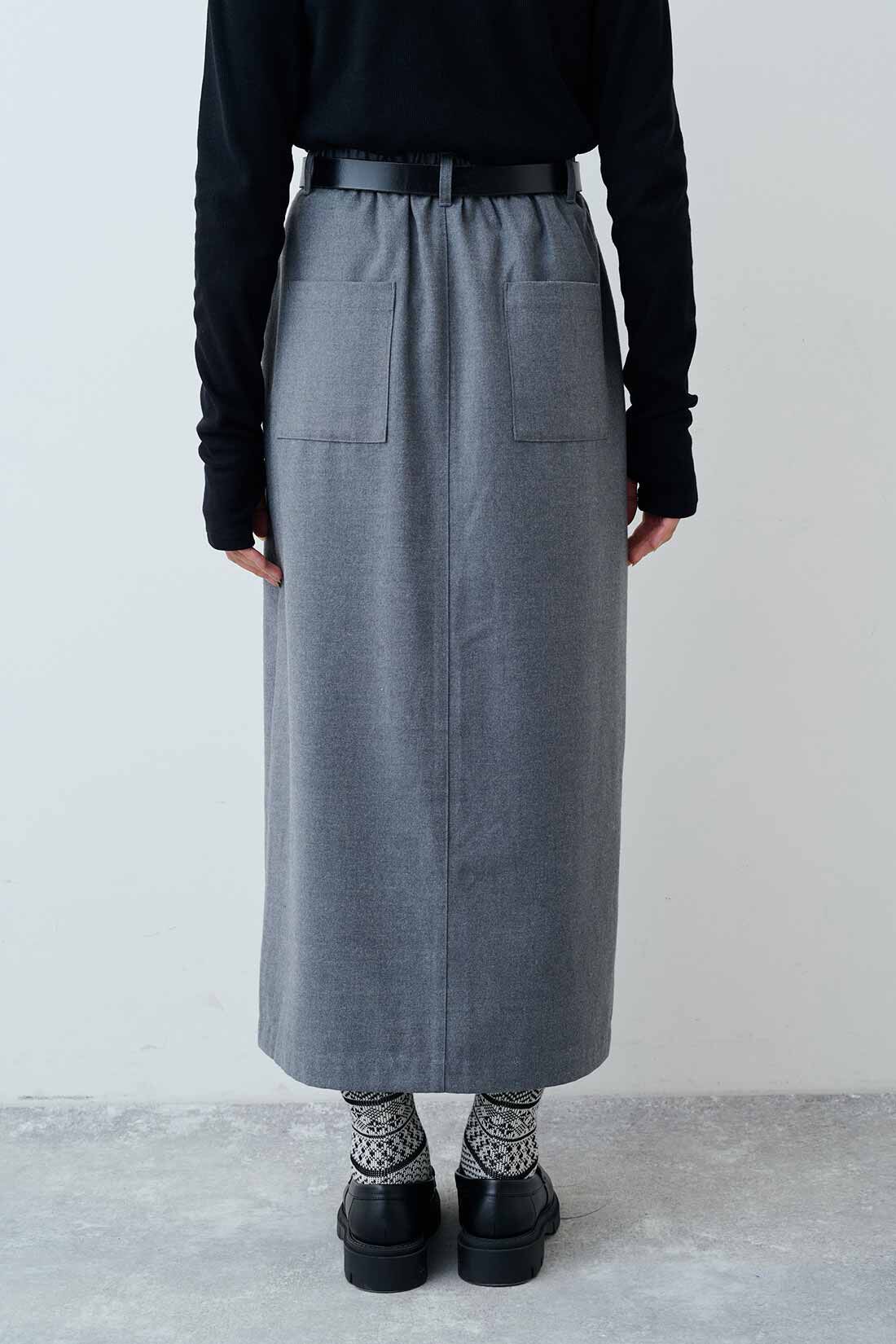 THREE FIFTY STANDARD［スリーフィフティースタンダード］|THREE FIFTY STANDARD　フロントスリットのタイトスカート〈杢（もく）グレー〉|BACK
