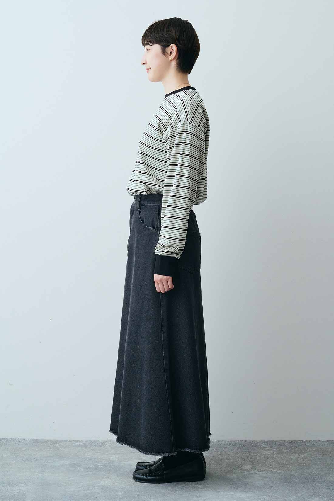 THREE FIFTY STANDARD［スリーフィフティースタンダード］|ポンチボーダーＴシャツ　ＴＦＳのコーディネート