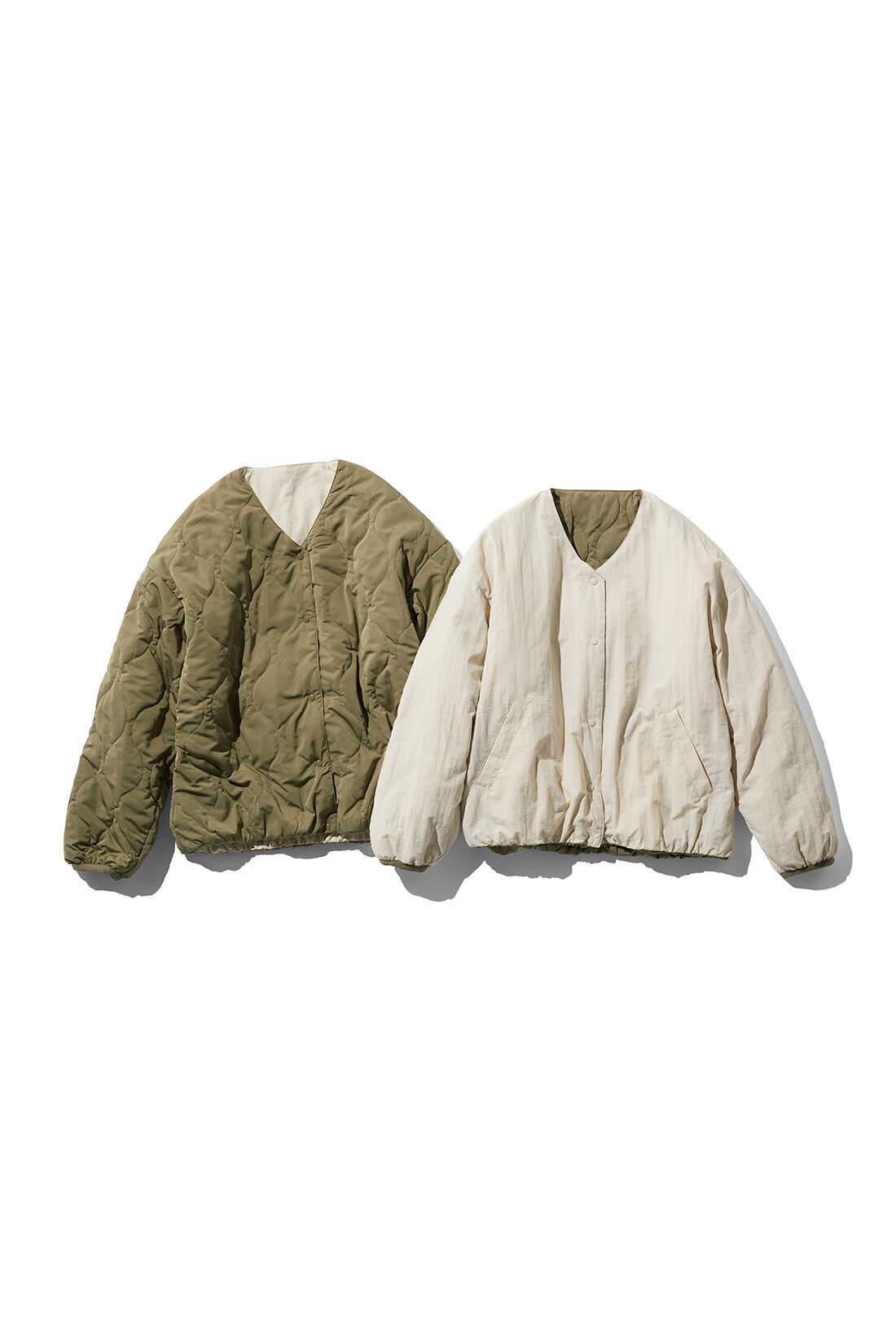 THREE FIFTY STANDARD［スリーフィフティースタンダード］|THREE FIFTY STANDARD リバーシブル中わたキルトジャケット〈アイボリー×カーキ〉