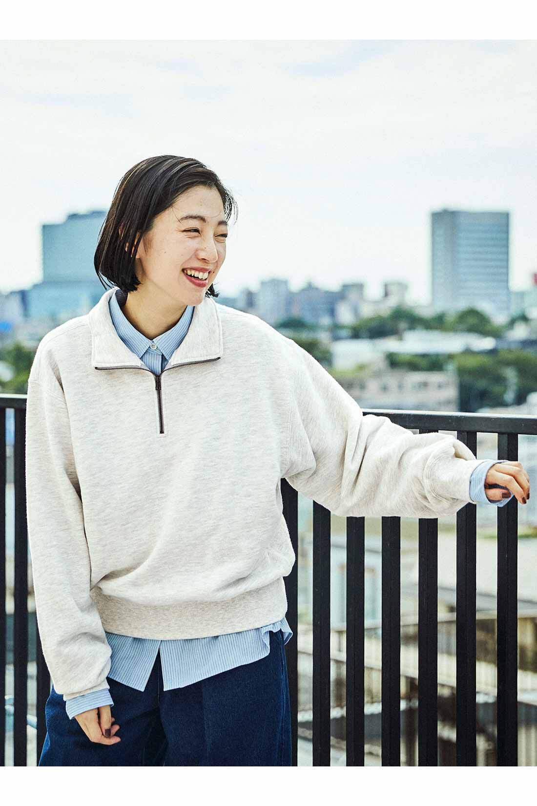 THREE FIFTY STANDARD［スリーフィフティースタンダード］|綿100％ デニムのトラウザーパンツのコーディネート