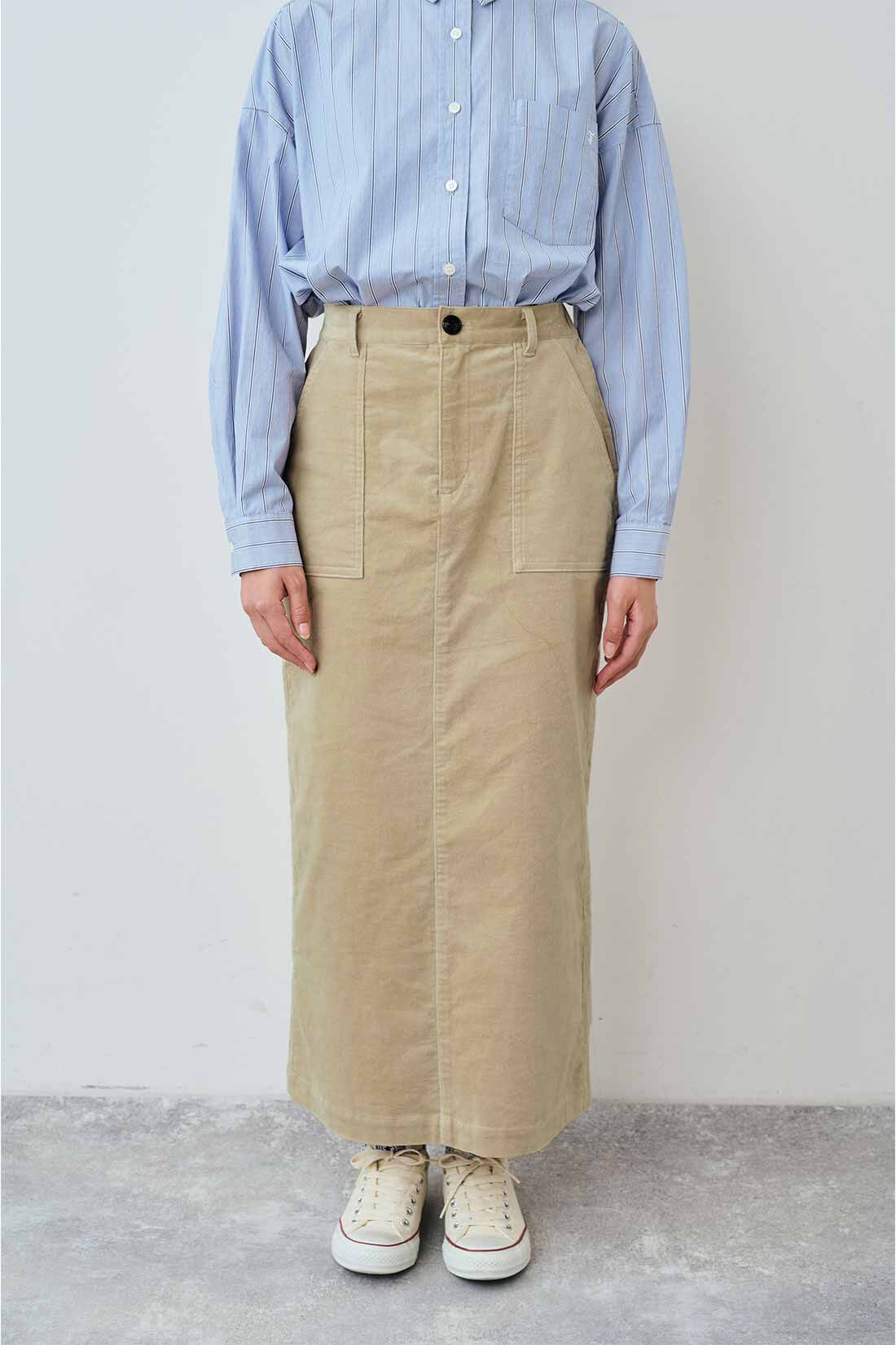 THREE FIFTY STANDARD［スリーフィフティースタンダード］|THREE FIFTY STANDARD すっきりIラインスカート〈ベージュ〉|FRONT