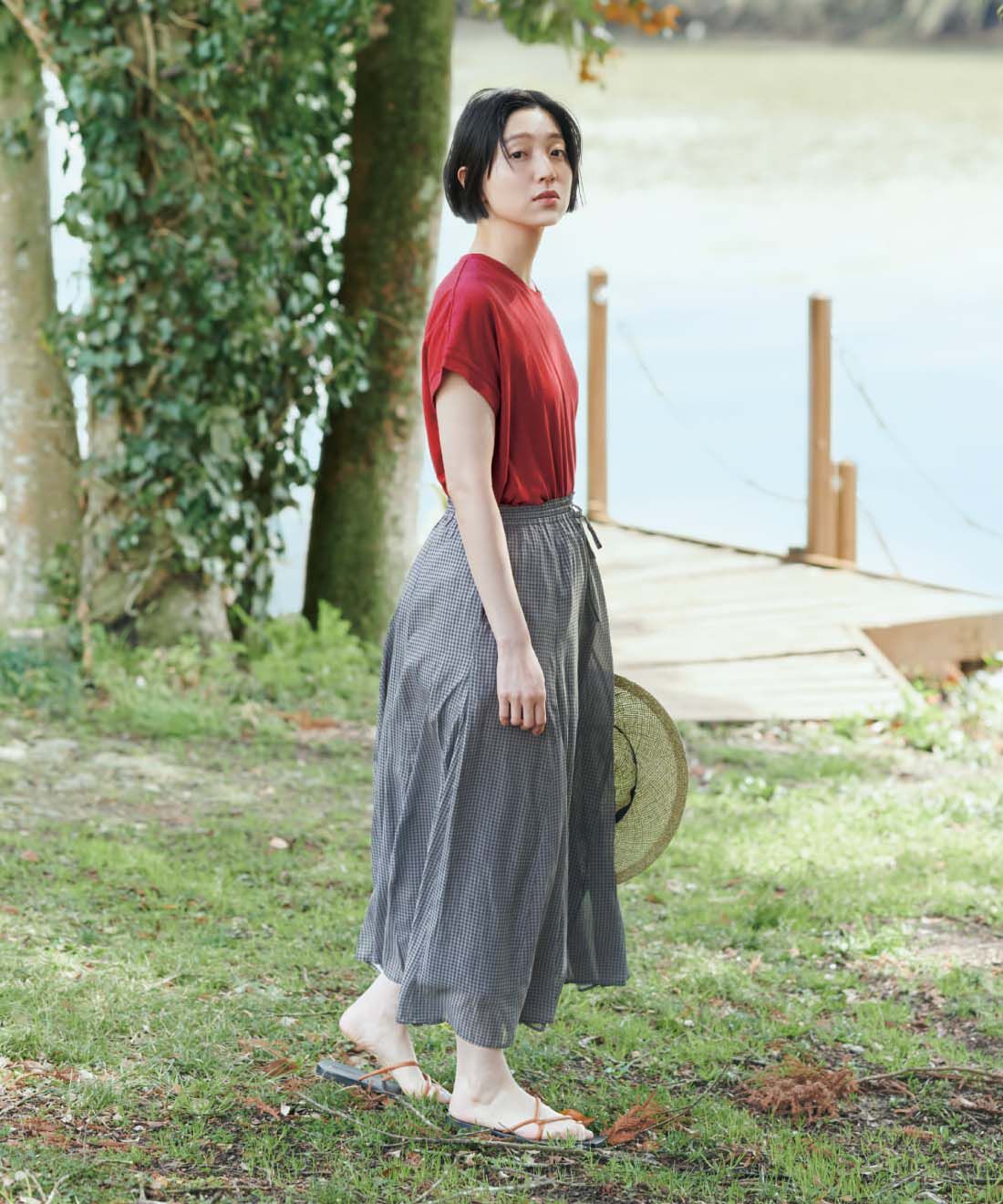 THREE FIFTY STANDARD［スリーフィフティースタンダード］|THREE FIFTY STANDARD　モノトーンチェックのフレアースカート〈ブラック×グレー〉