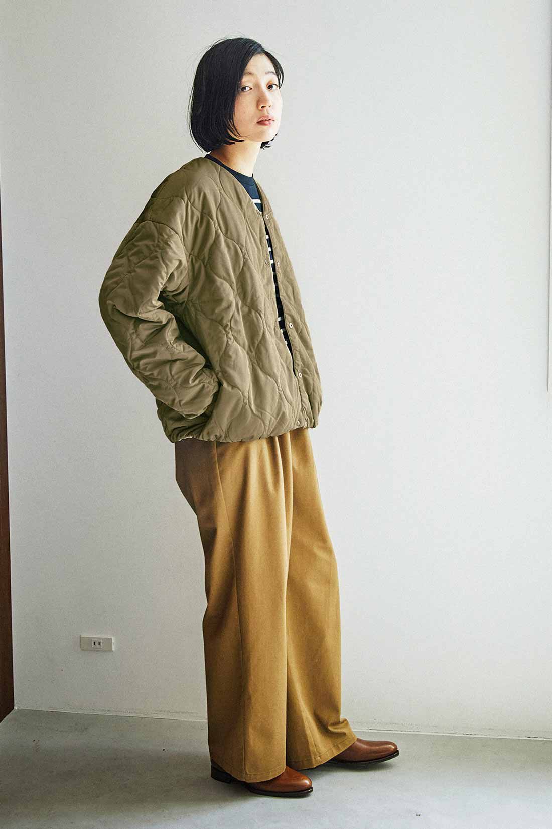 THREE FIFTY STANDARD［スリーフィフティースタンダード］|THREE FIFTY STANDARD リバーシブル中わたキルトジャケット〈アイボリー×カーキ〉